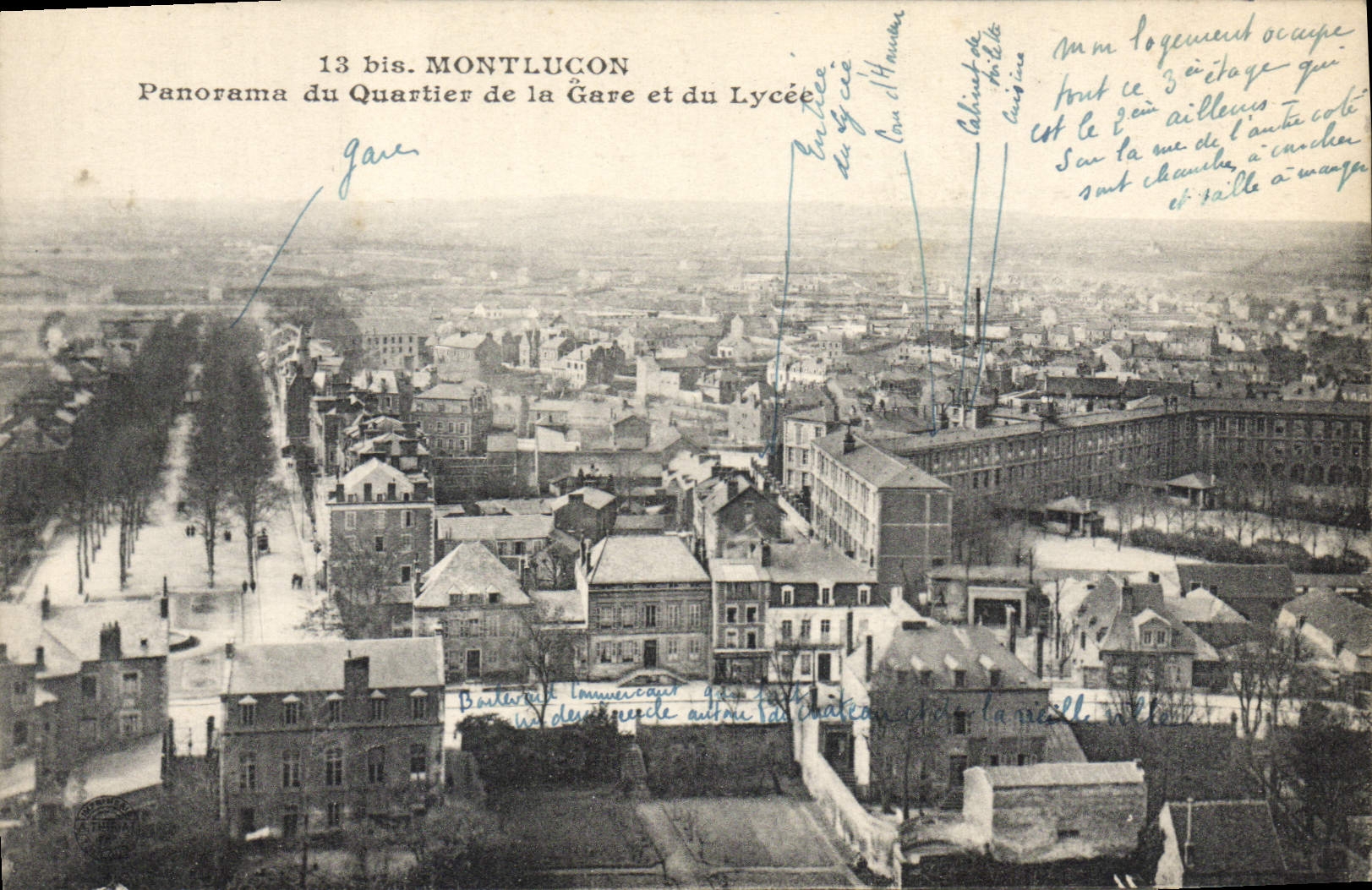 CPA Montlucon Panorama du Quartier de la Gare et du Lycee 