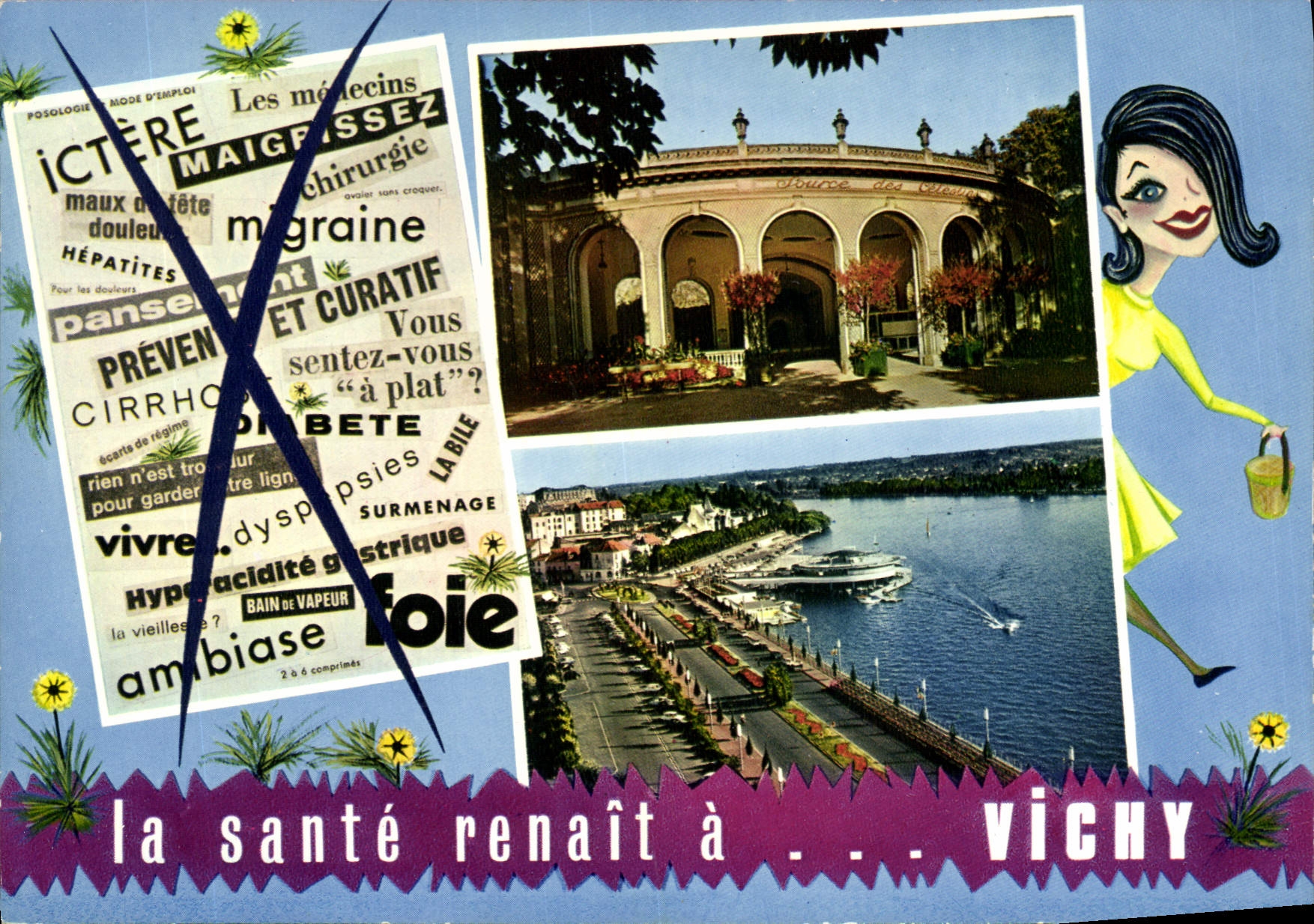 CPA Vichy Allier Reine des Villes d'Eaux Source des Celestins Le Plan d'eau et la Rotonde