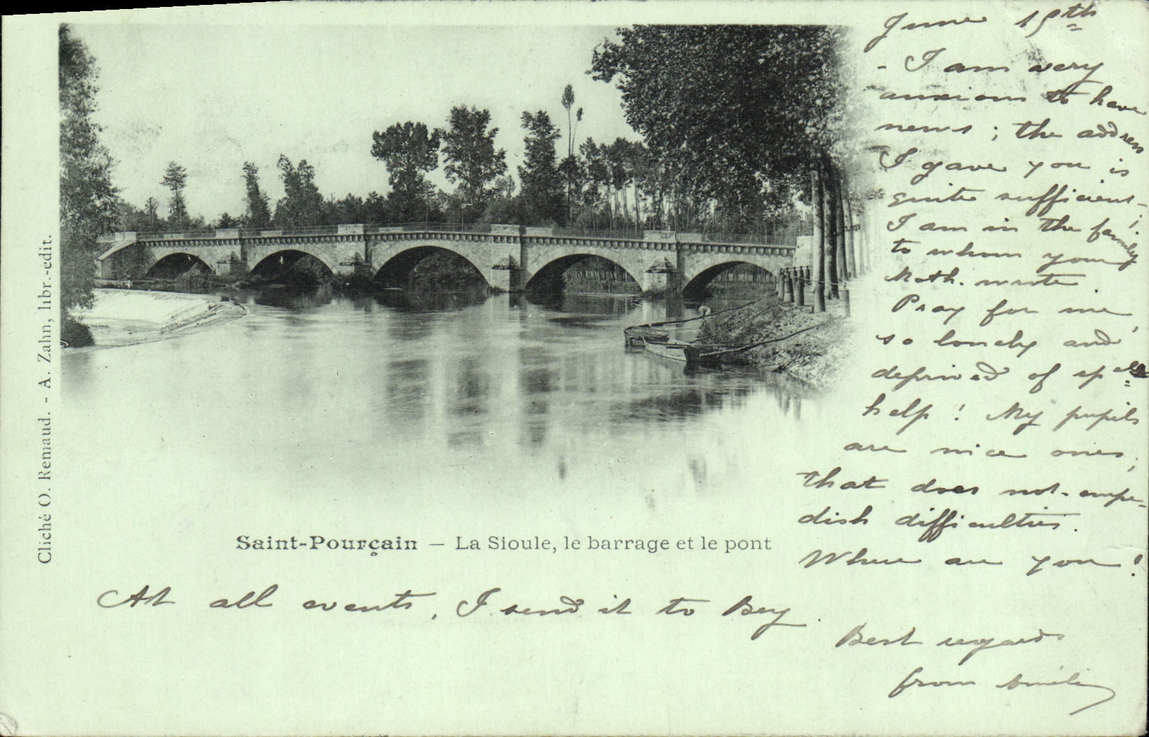 CPA Saint Pourcain La Sloule le barrage et le pont
