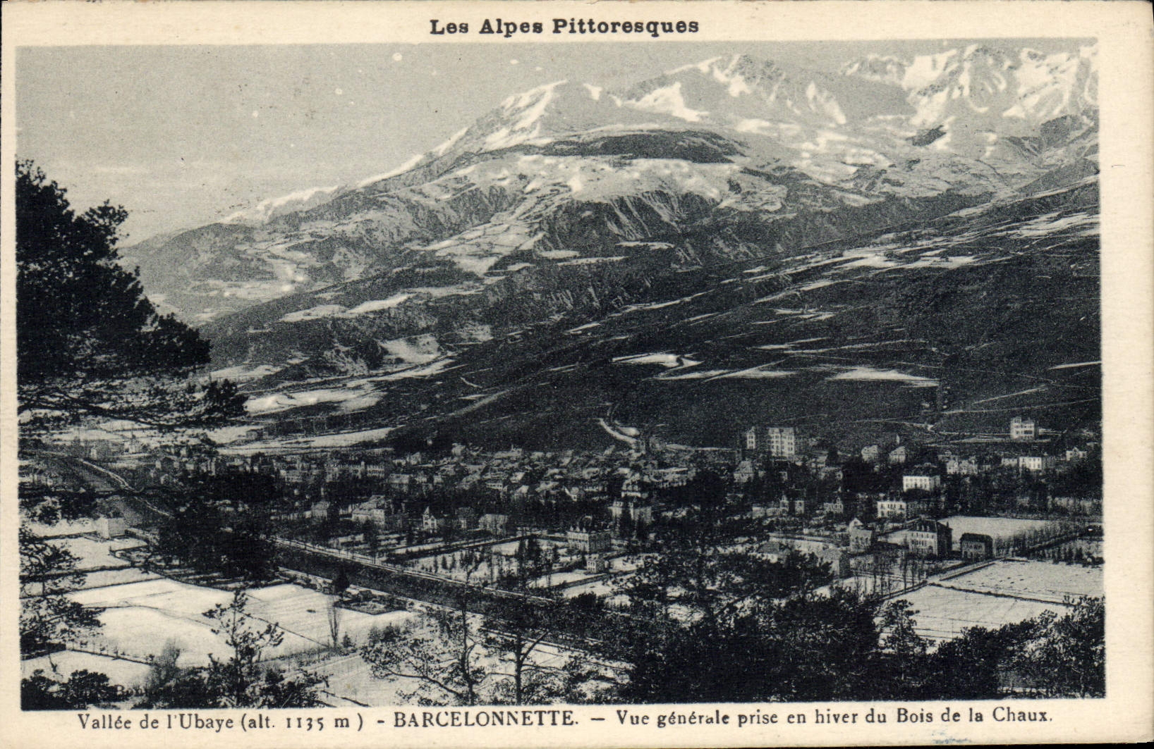 CPA Les Alpes Pittoresque Vallee de l'Ubaye Barcelonnette Vue generale prise en hiver du Bois de la 
