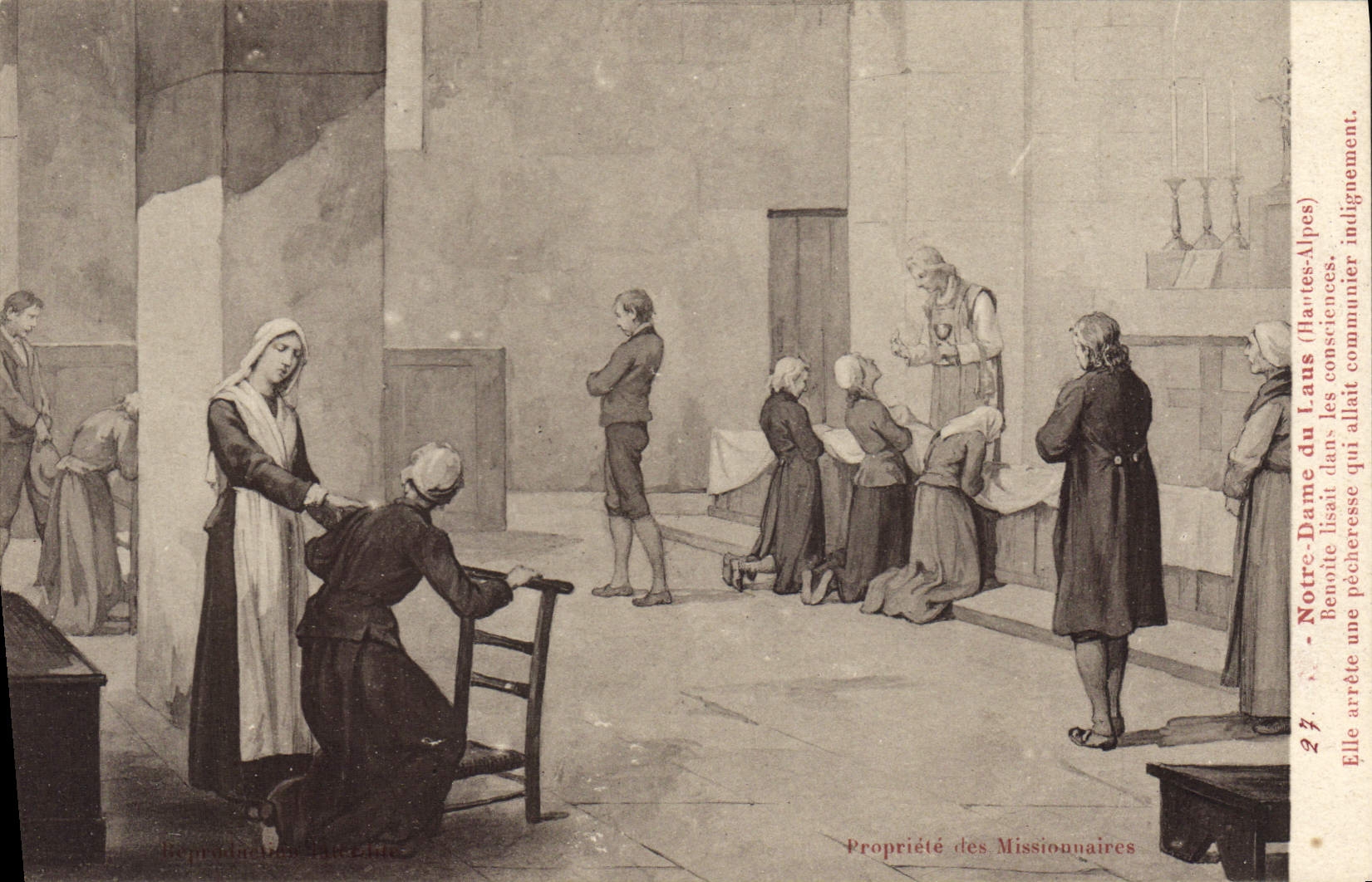 CPA Notre Dame du Laus Hautes Alpes Benoite lisait dans les consciences elle arrete une pecheresse q