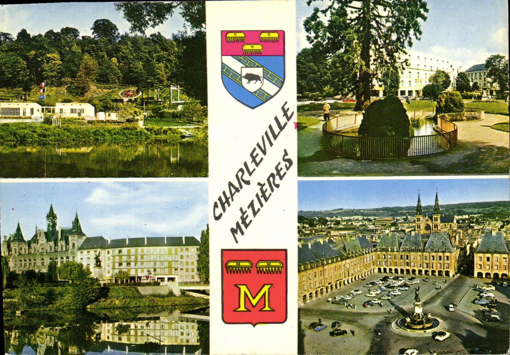 CPA Charleville Mezieres Ardennes Charleville La Meuse Mezieres La Meuse et l'Hotel de Ville 