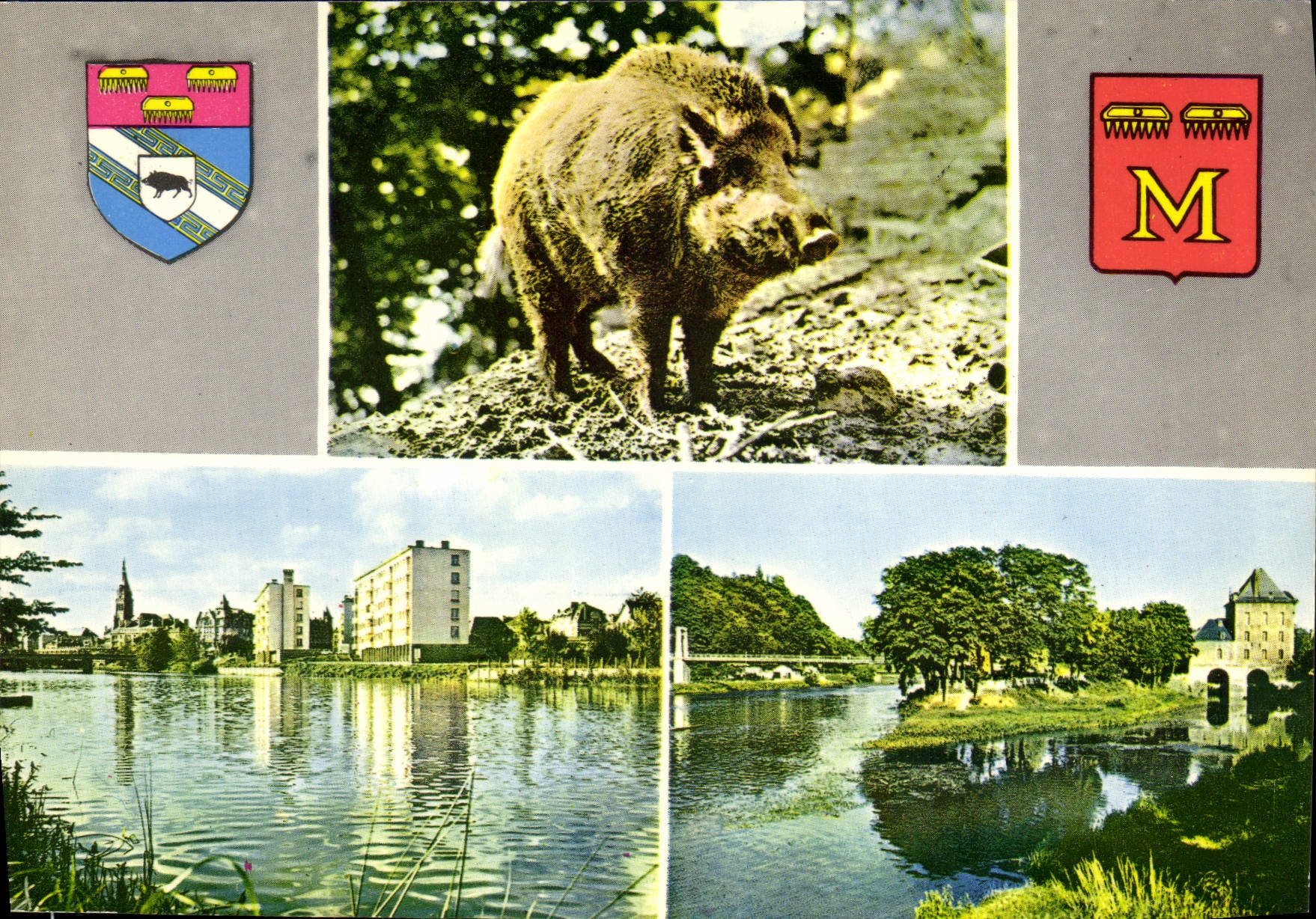 CPA Charleville Mezieres Ardennes Le Sanglier Mezieres Bords de Meuse Charleville Le Vieux Moulin et