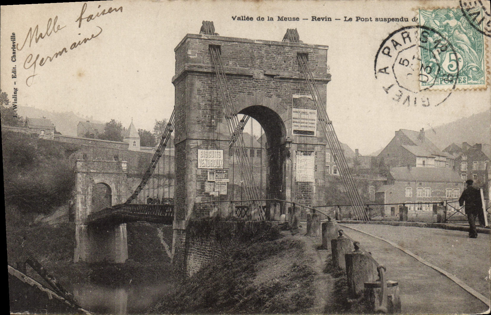 CPA Revin Le Pont suspendu 
