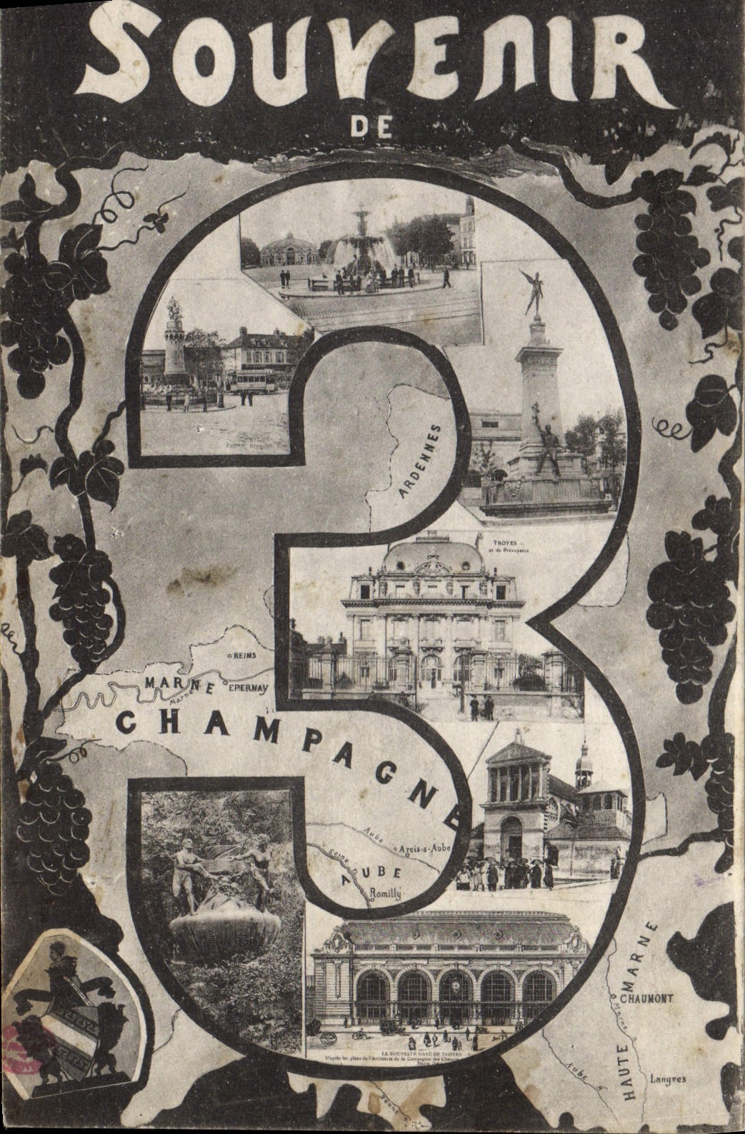 CPA Souvenir de 3 Champagne 
