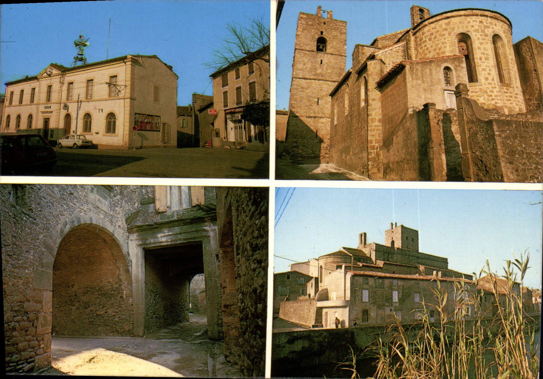 CPA Peyriac Minervois La Place L'Eglise Le Porche La Passerelle 