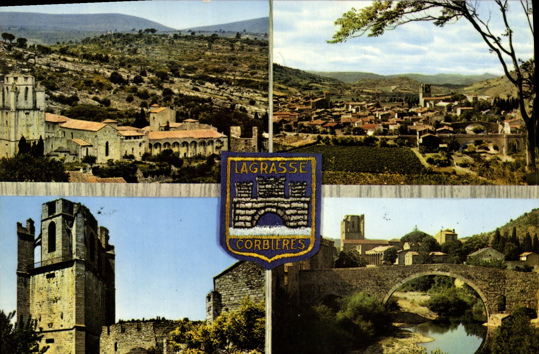 CPA Lagrasse Corbieres Aude L'Abbaye Vue generale La Tour Charlemagne 