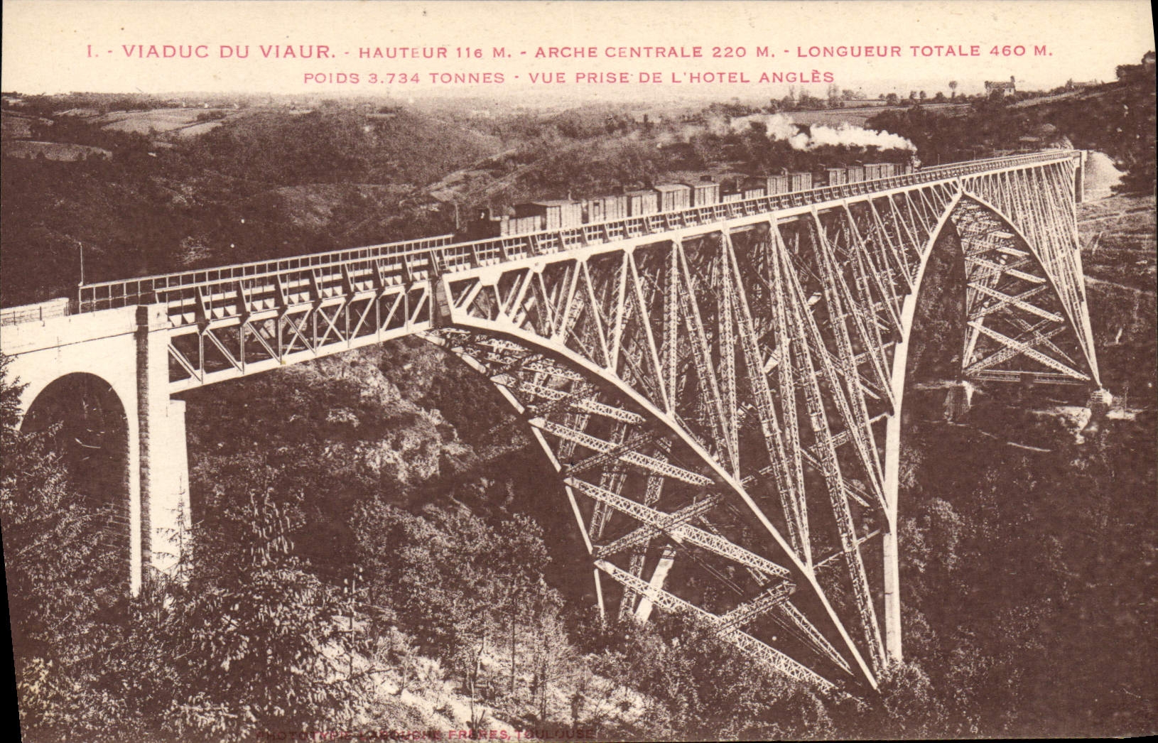 CPA Viaduc du Viaur vue prise de l'Hotel Angles