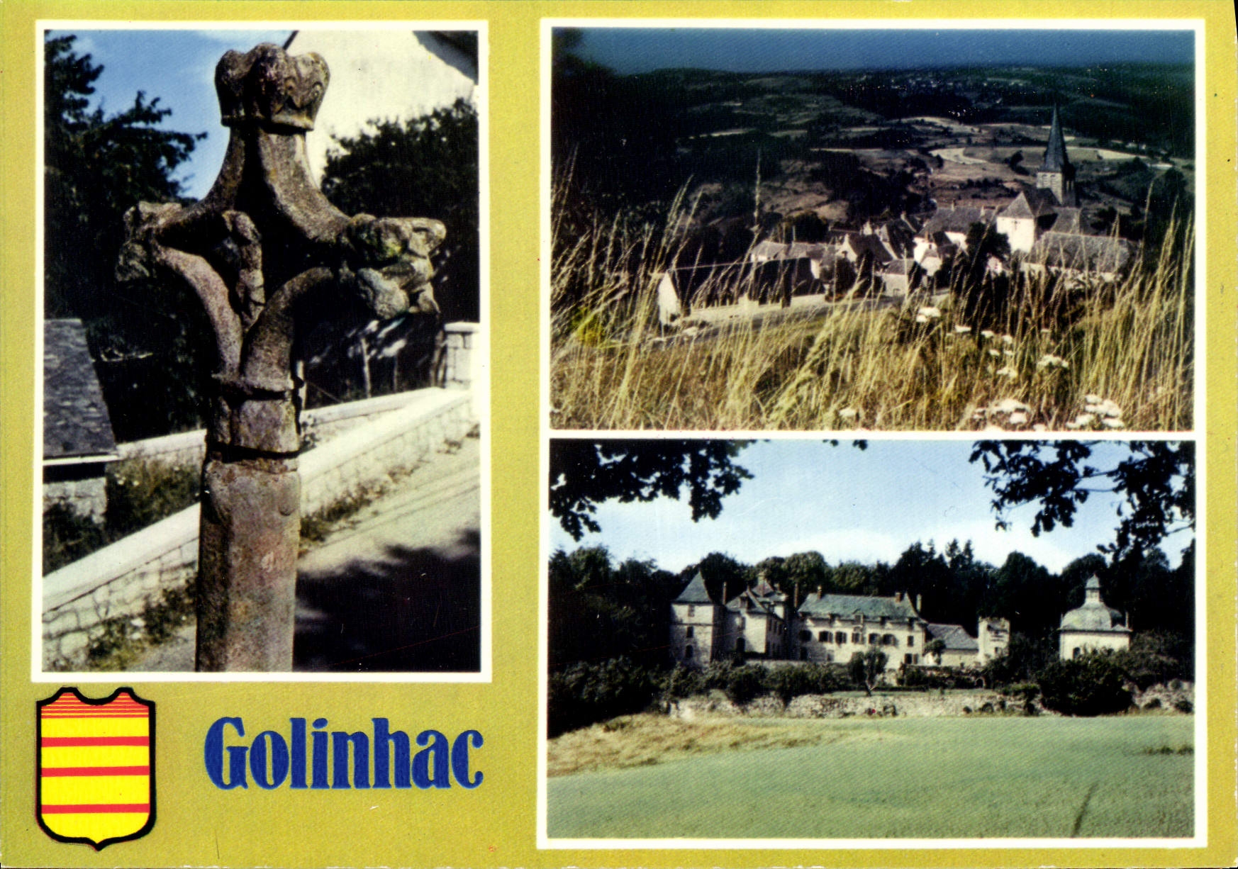 CPA Golinhac Aveyron La Croix Saint Jacques Vue generale Le Chateau des Vernhettes