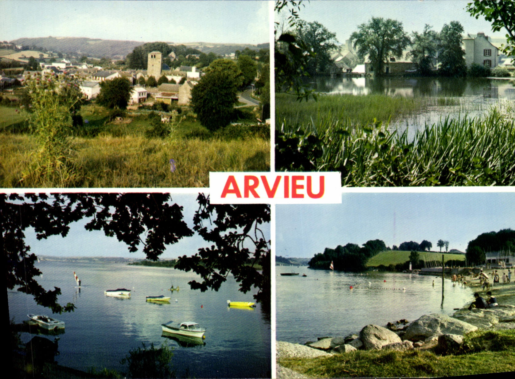 CPA Arvieu Aveyron Vue generale L'Etang Le Lac Pareloup La Plage du Lac de Pareloup