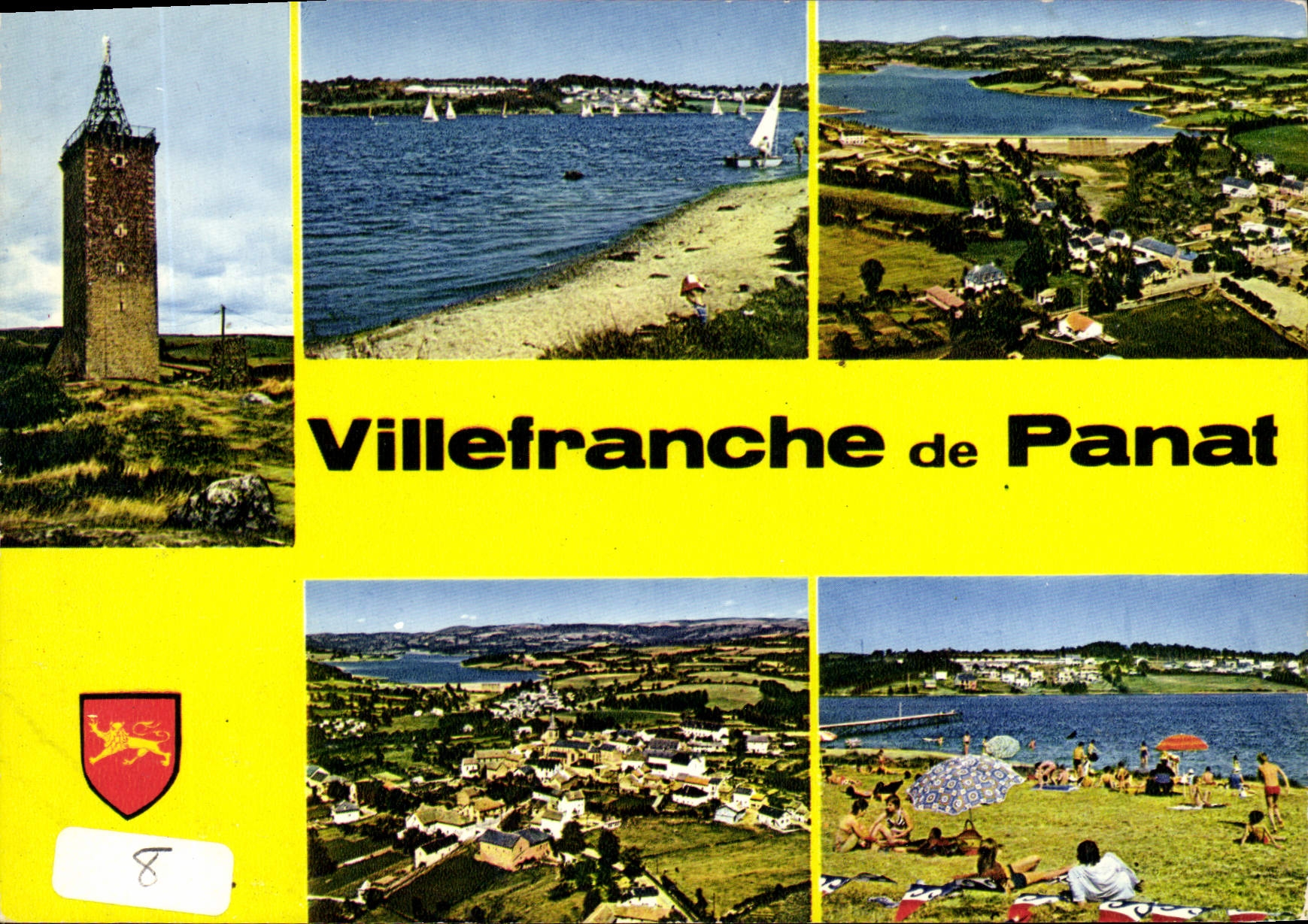 CPA Villefranche de Panat Aveyron La Tour de Peyrebrune Le Lac Le Barrage Vue generale La Plage