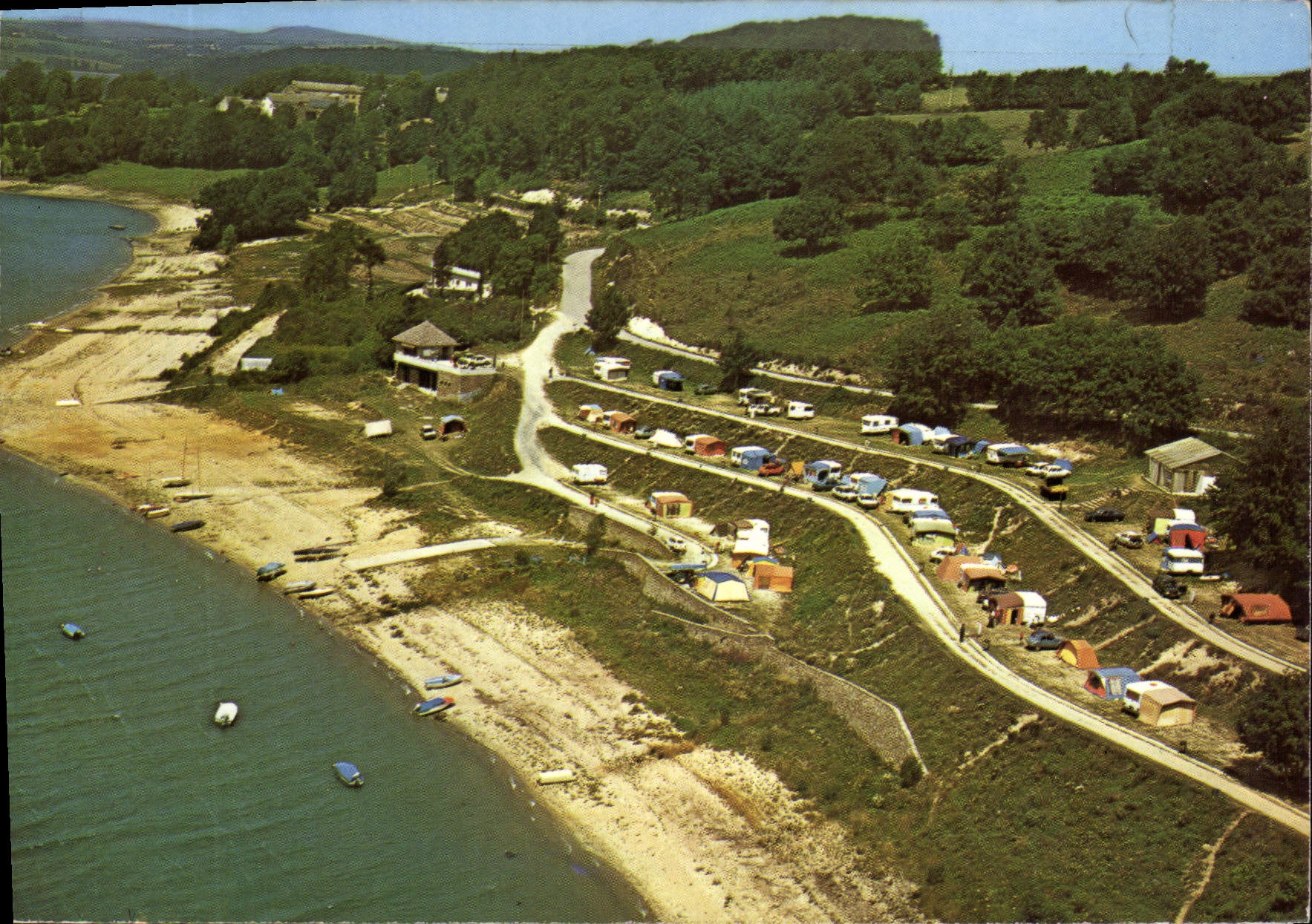 CPA En Avion au Dessus de Pareloup Aveyron Le Camping Municipal