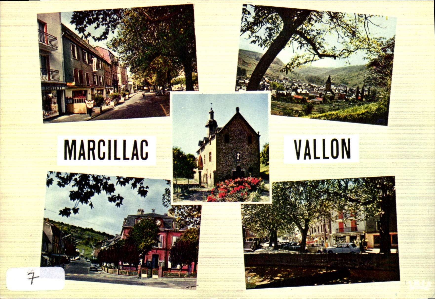 CPA Marcillac Vallon Aveyron Rue principale Vue generale Notre Dame de Foncourrieu Carrefour Mairie