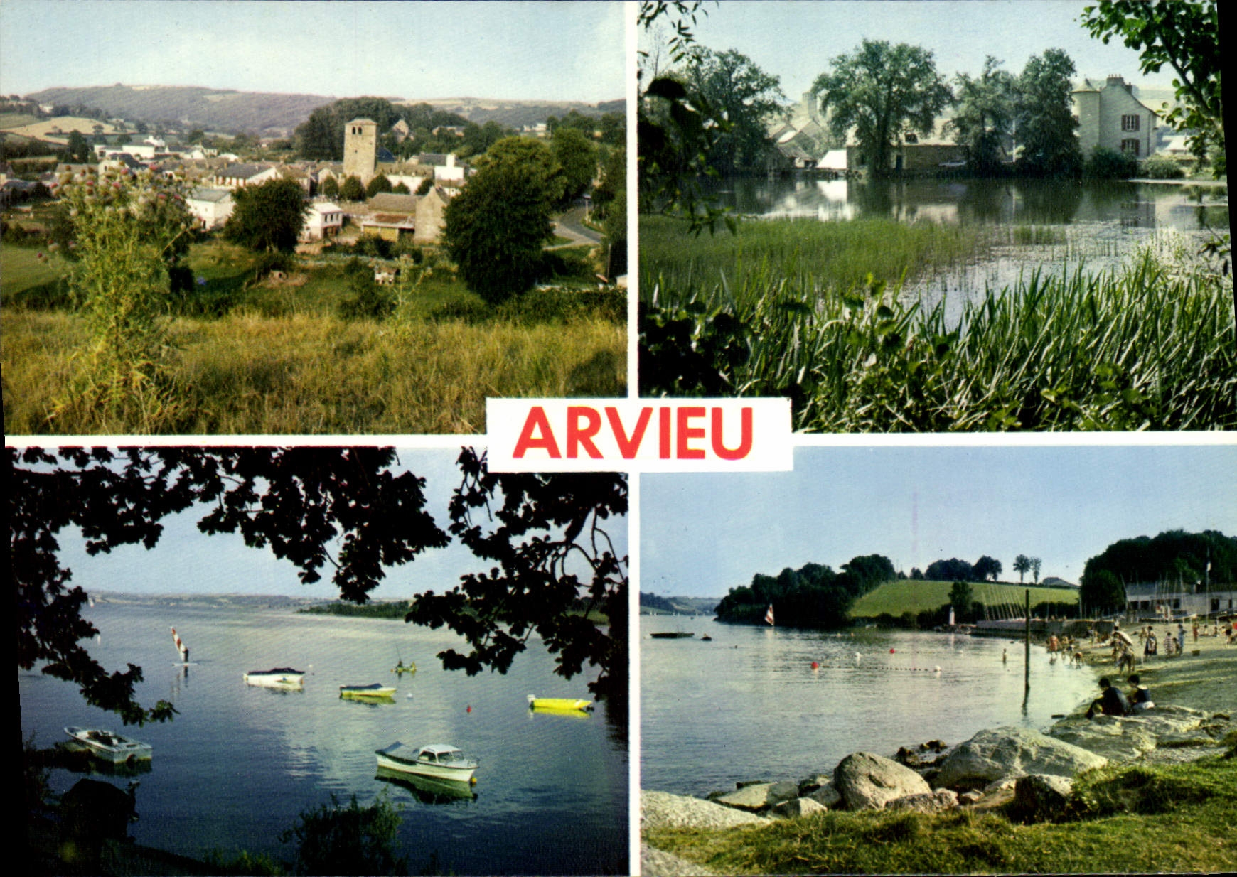 CPA Arvieu Aveyron Vue generale L'Etang Le Lac de Pareloup La Plage du Lac de Pareloup