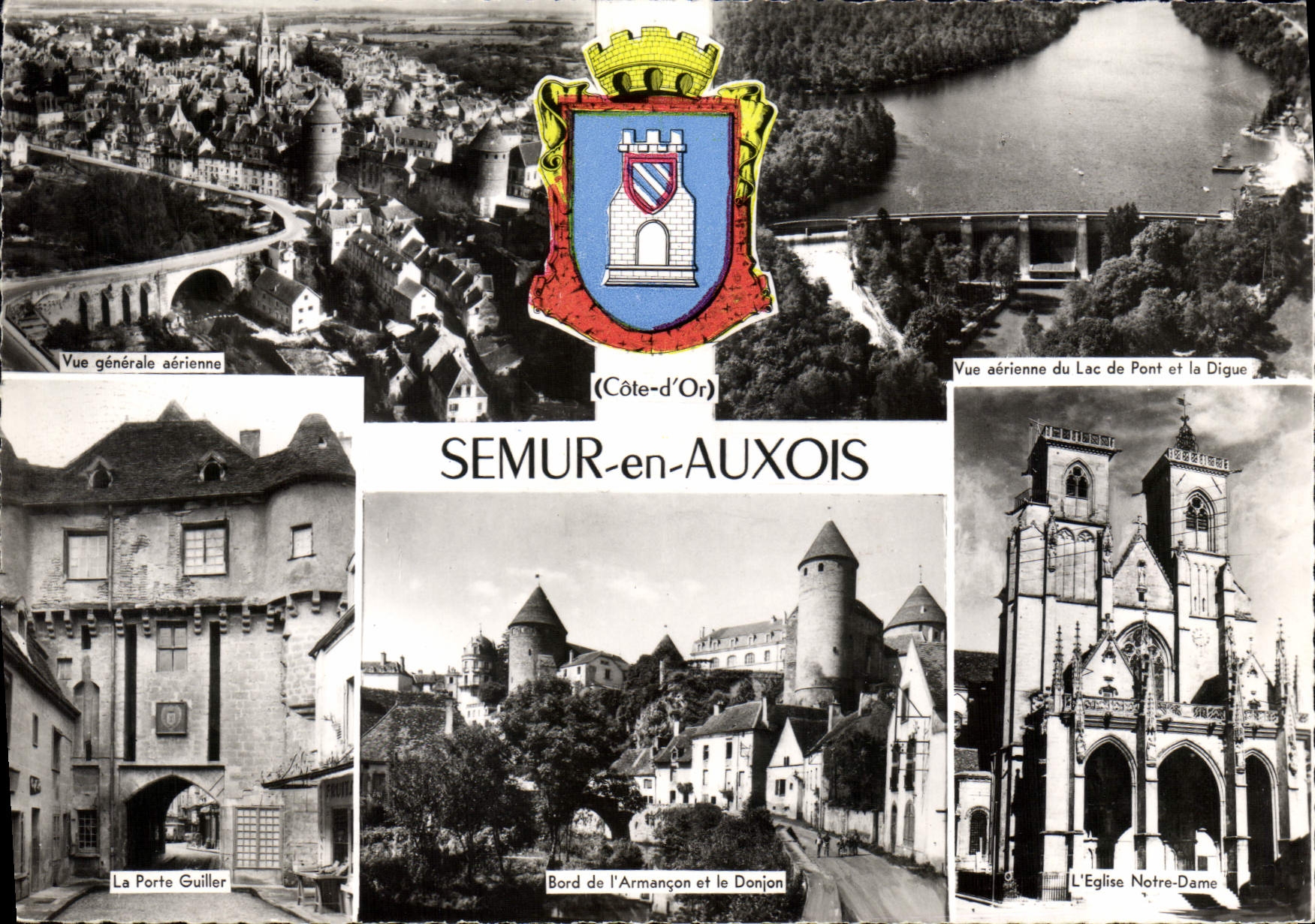 CPSM SEMUR-en-AUXOIS Lac de Pont vue générale église Donjon Porte Guiller