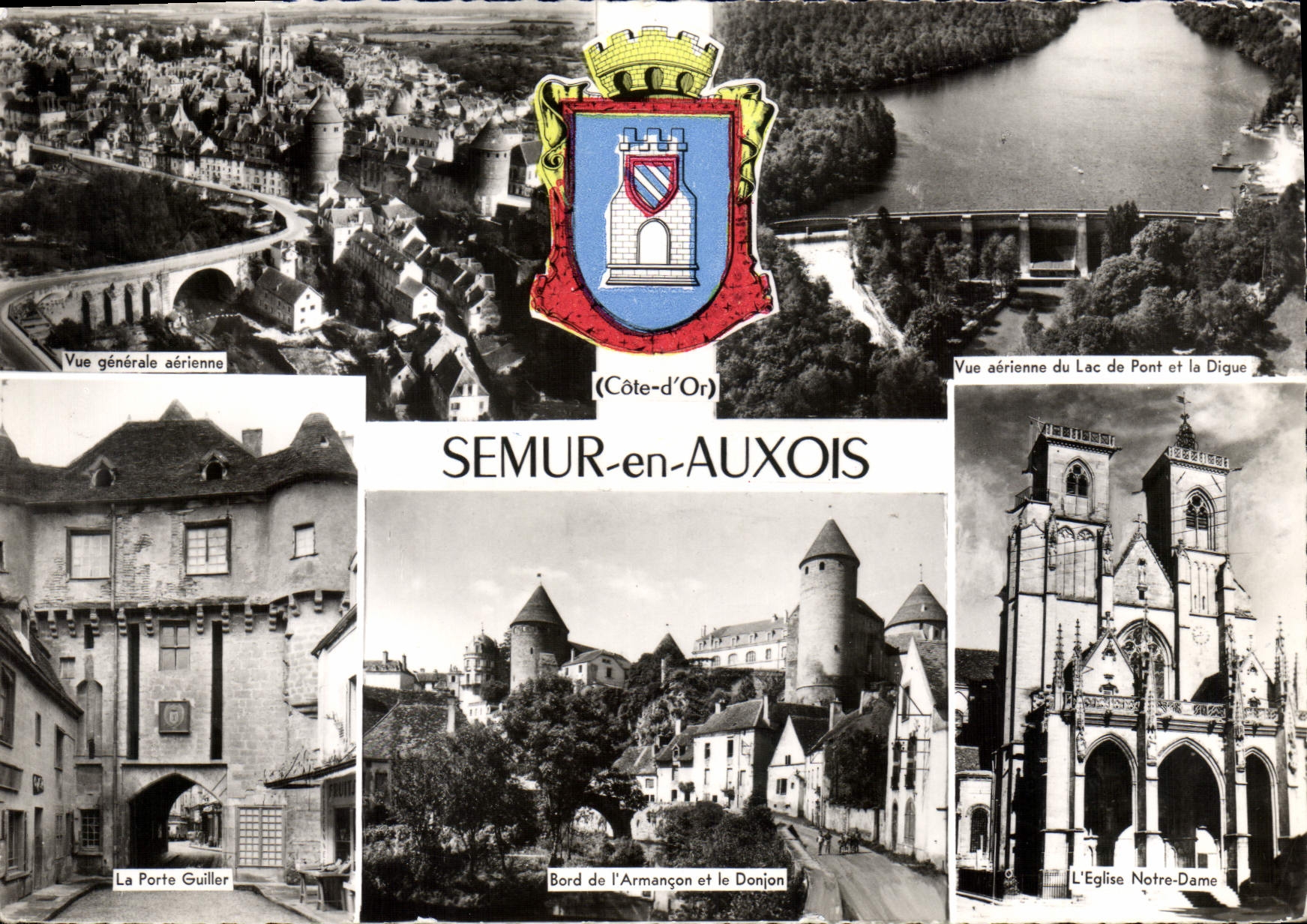 CPSM SEMUR-en-AUXOIS Lac de Pont vue générale église Donjon Porte Guiller