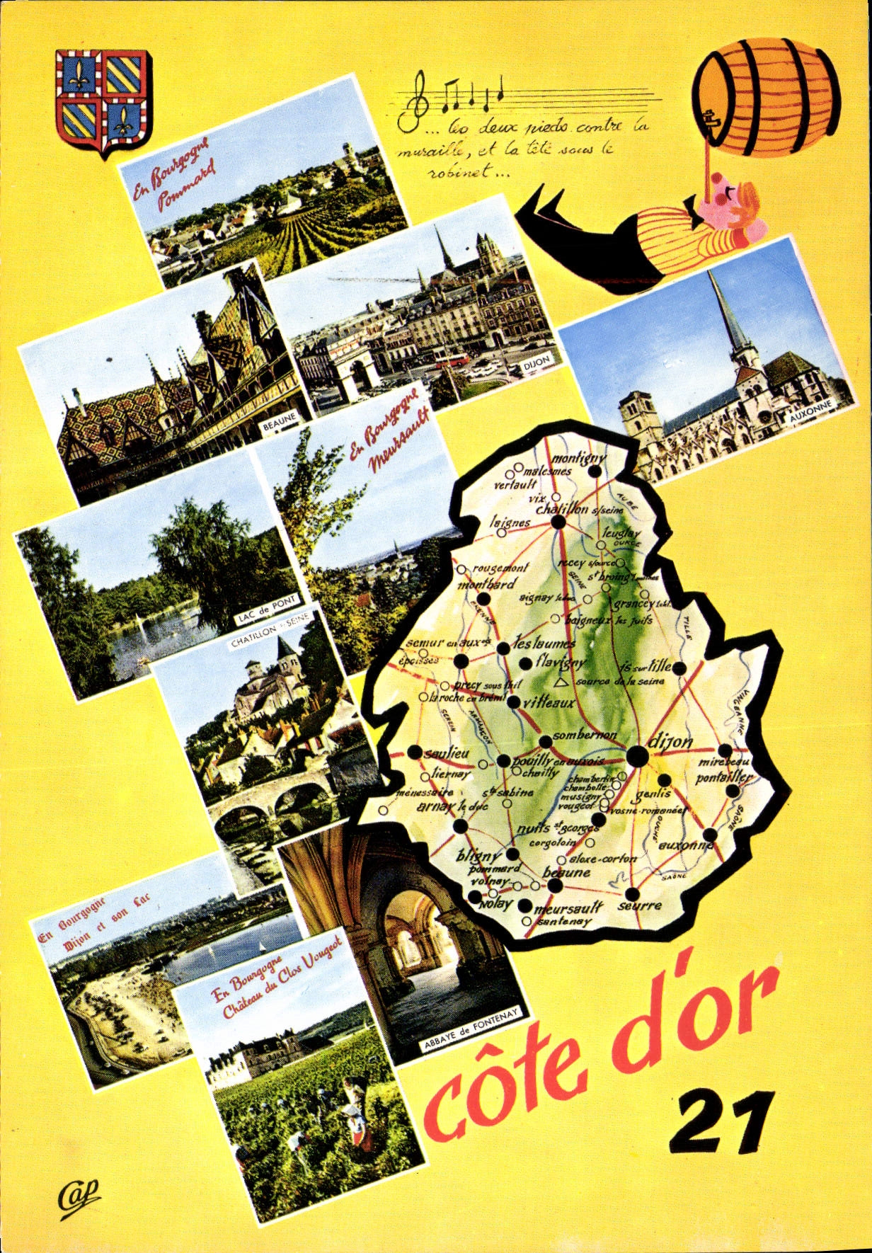 CPSM carte touristique Côte d'Or