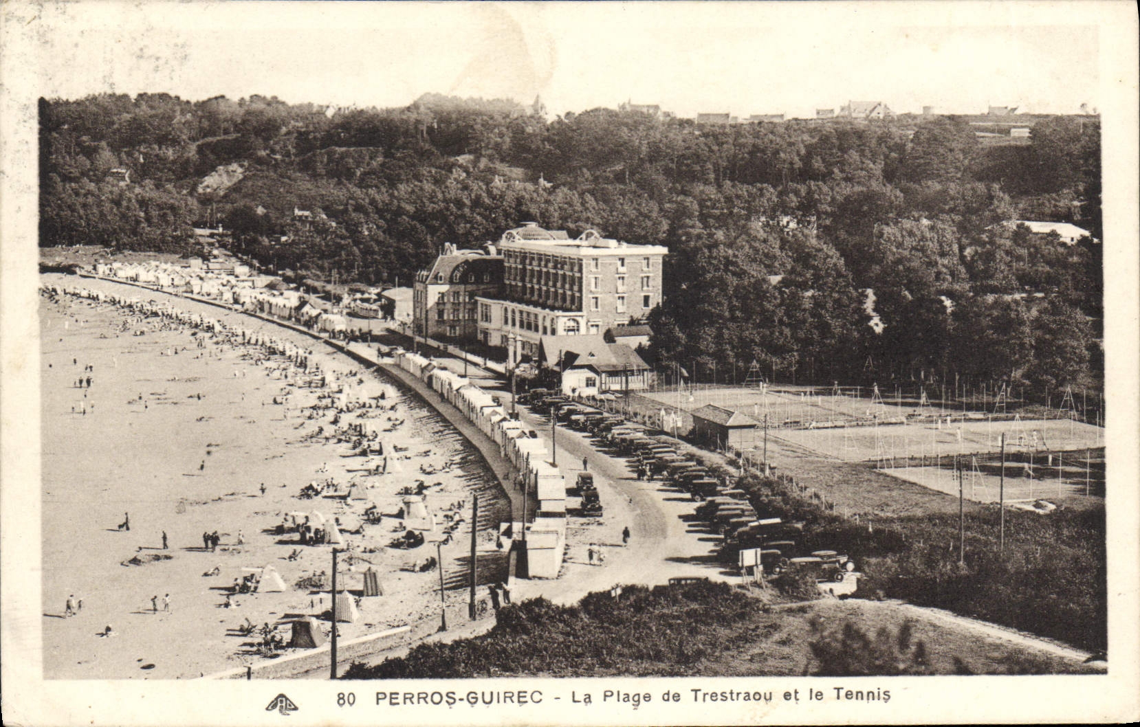 CPA PERROS-GUIRREC plage de Trestraou tennis