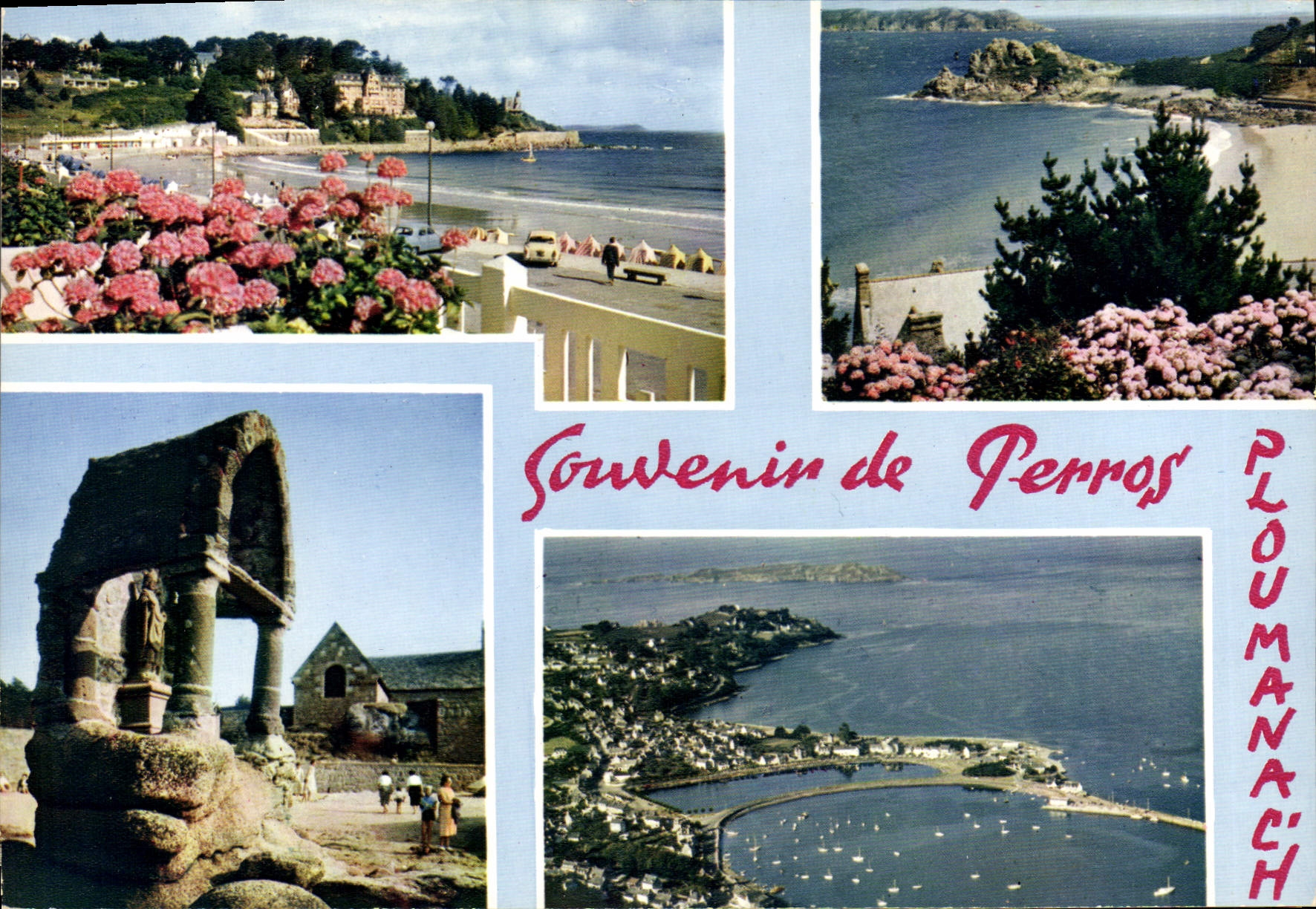 CPSM PERROS-GUIRREC plage de Trestraou oratoire de Saint-Guirec