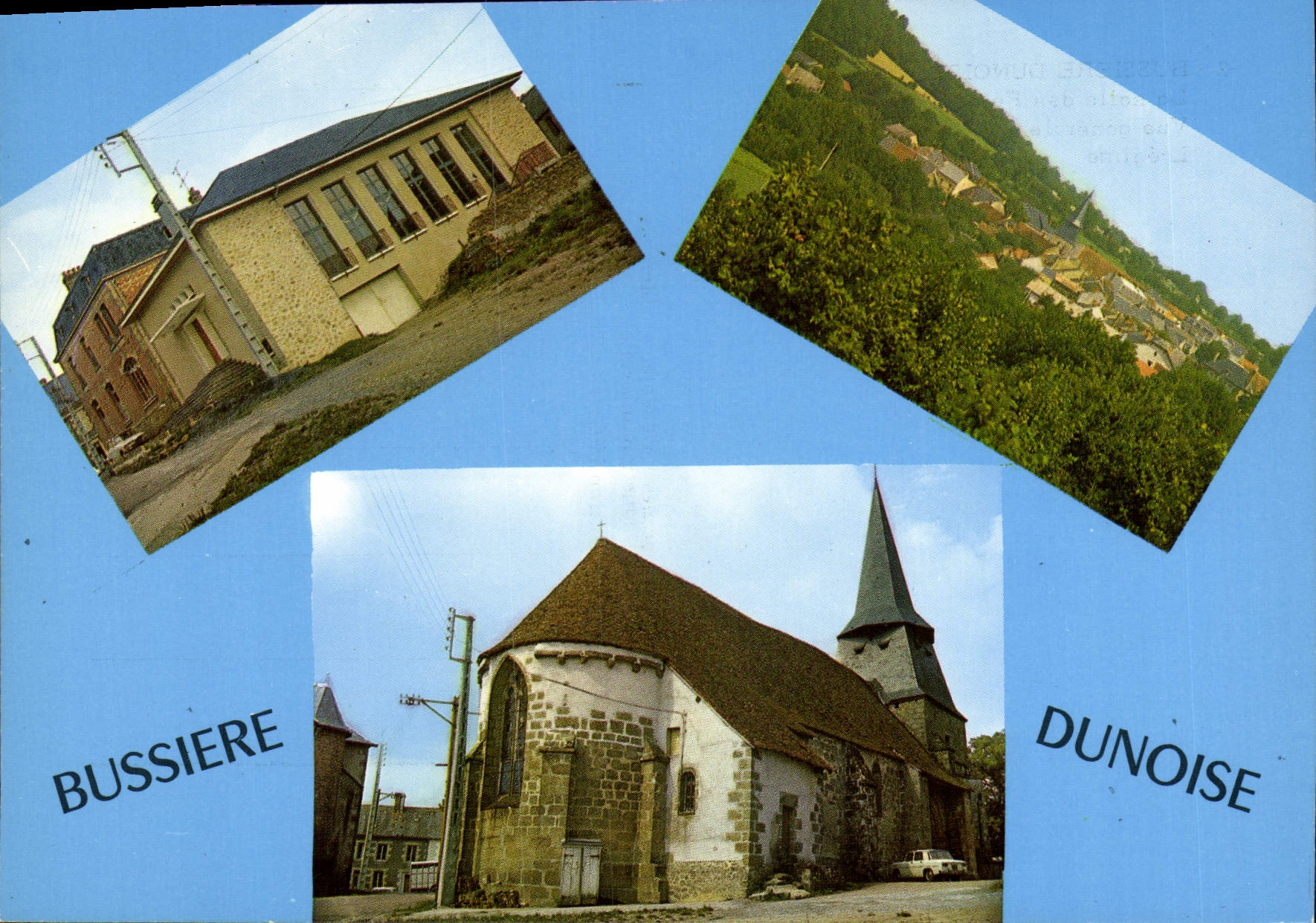 CPSM BUSSIERE-DUNOISE église salle des fêtes