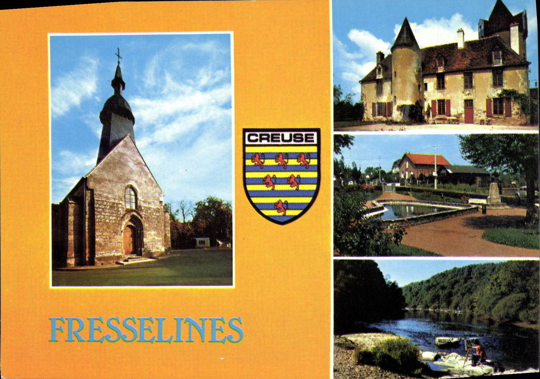 CPSM FRESSELINES château Puy-Guillon église square