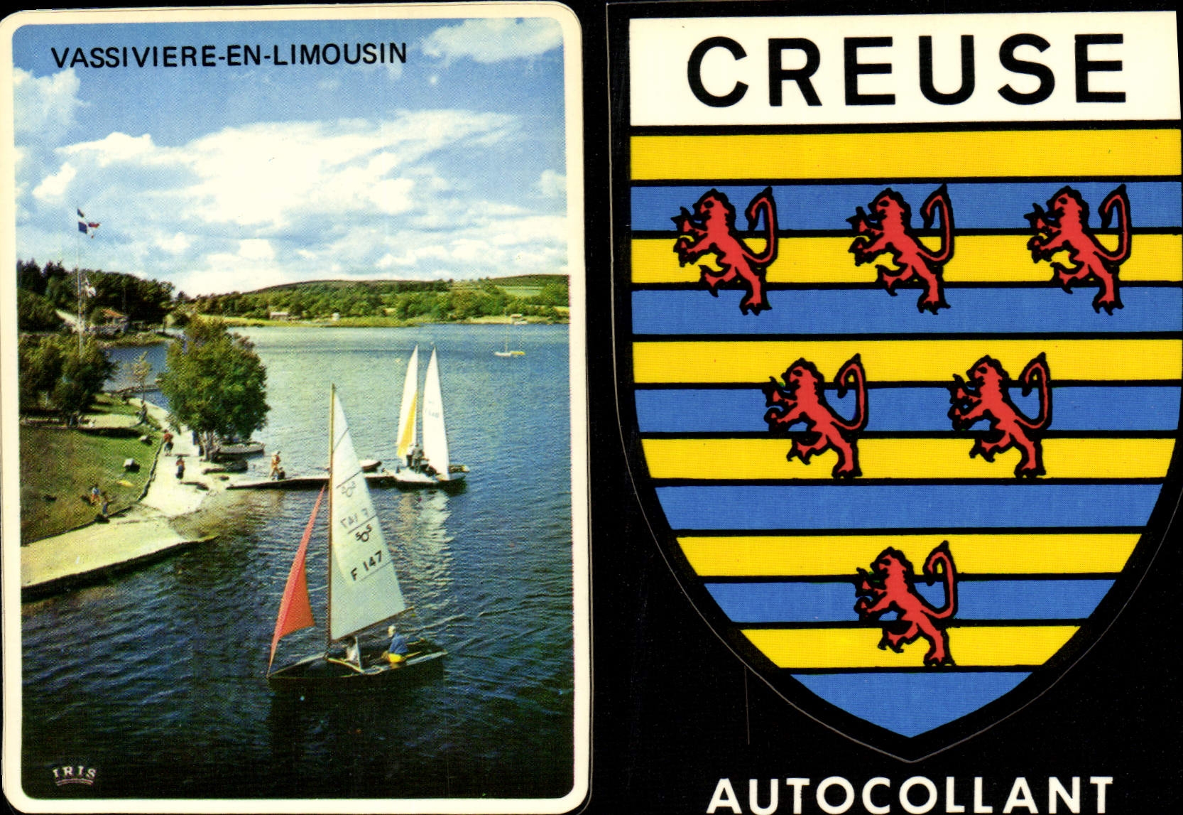 CPSM VASSIVIERE-en-LIMOUSIN CREUSE autocollant