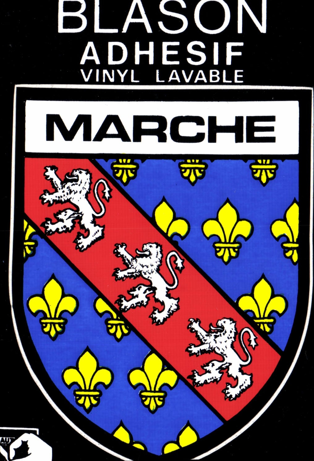 CPSM MARCHE blason adhésif