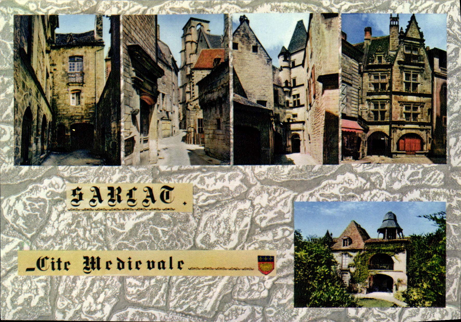 CPSM SARLAT Coupe Gorge église Présidial Hôtel de Malville