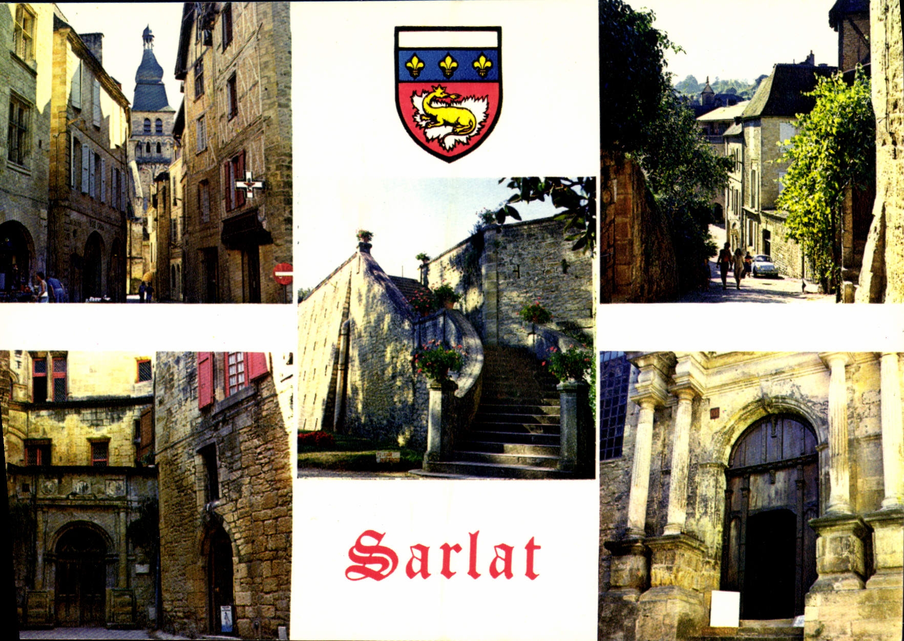 CPSM SARLAT cathédrale le Plantier Pénitents Blancs Hôtel de Maleville