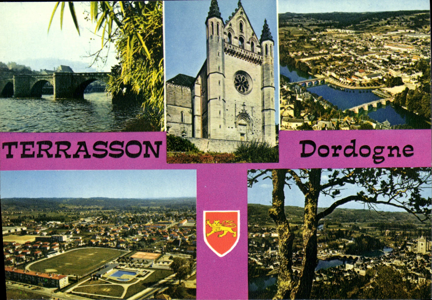 CPSM TERRASSON église stade vue générale