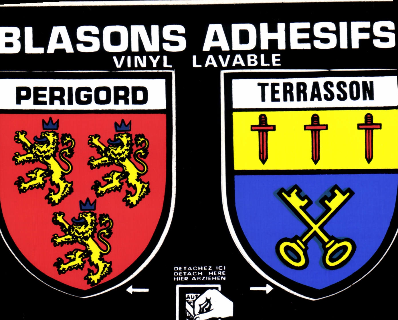 CPSM TERRASSON PERIGORD blasons adhésifs