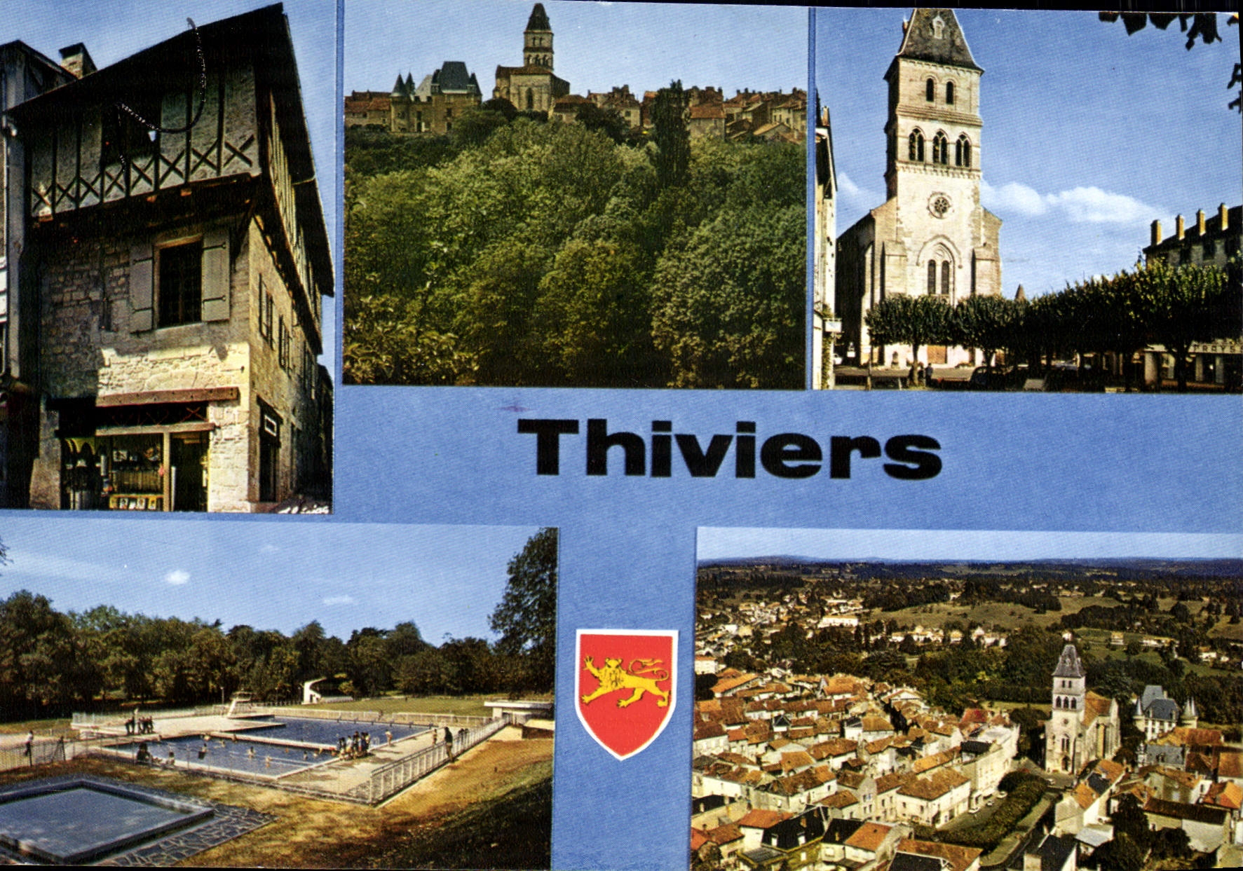 CPSM THIVIERS vue générale église piscine