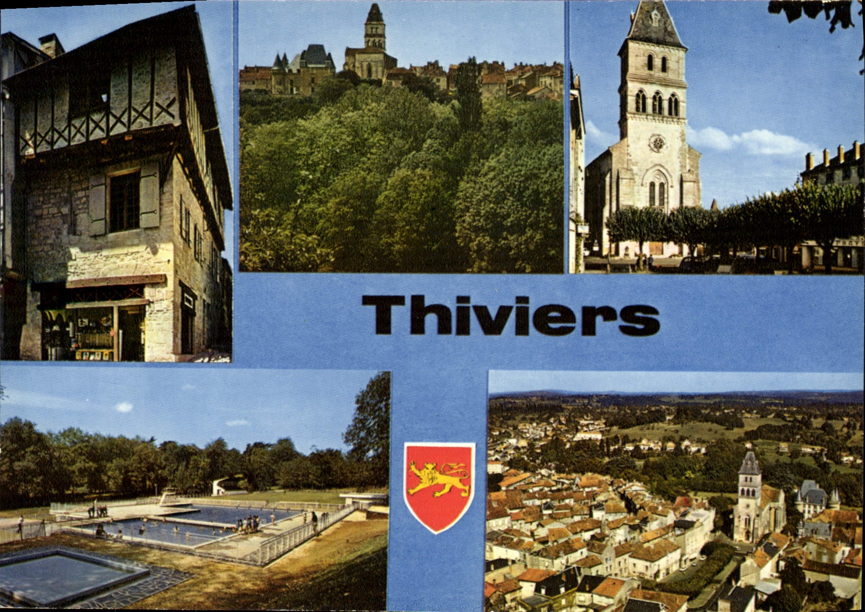 CPSM THIVIERS vue générale église piscine