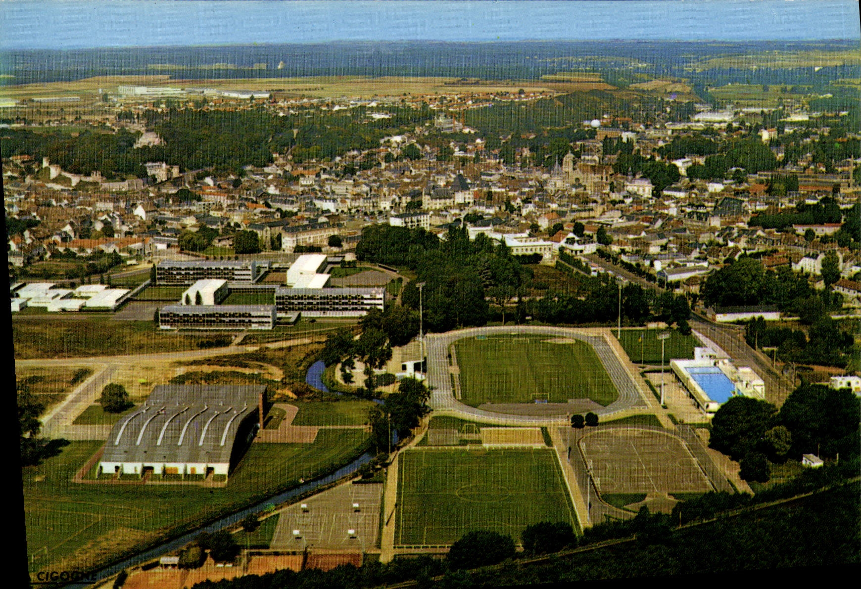 CPSM Dreux Vue Aerienne Le Stade Et La Salle des Sports