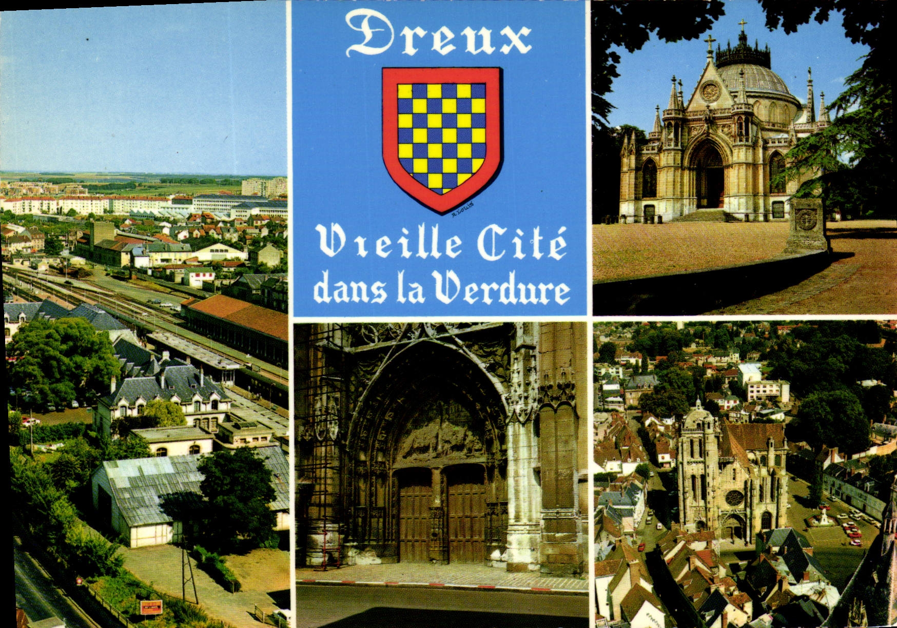 CPSM Dreux Vue Aerienne Le Portail De I'Eglise St Pierre