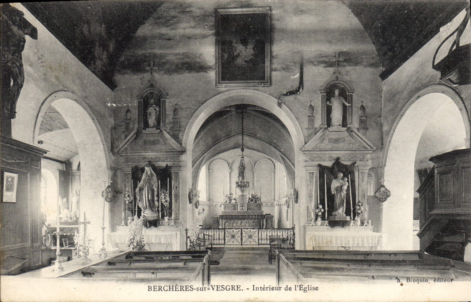 CPA Bercheres Sur Vesgre Interieur De I'Eglise