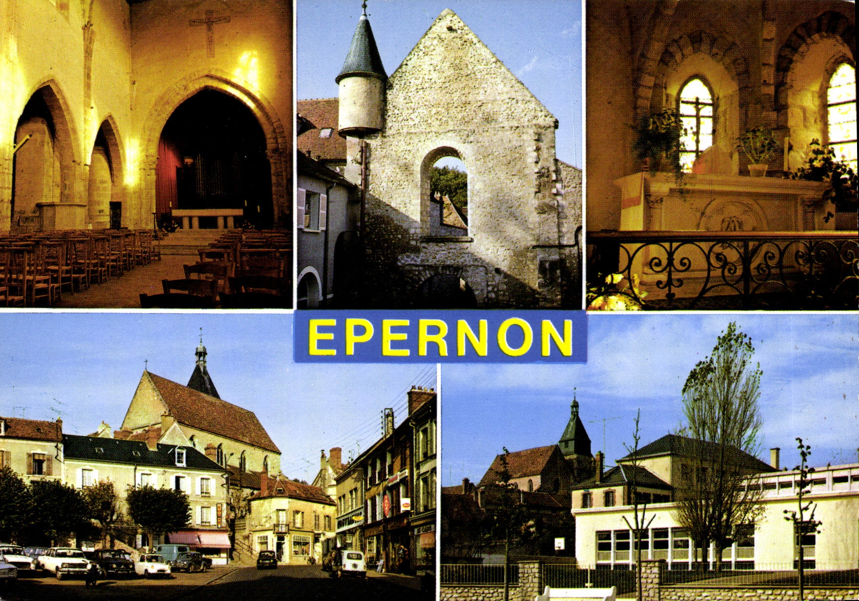 CPSM Epernon église centre prieuré