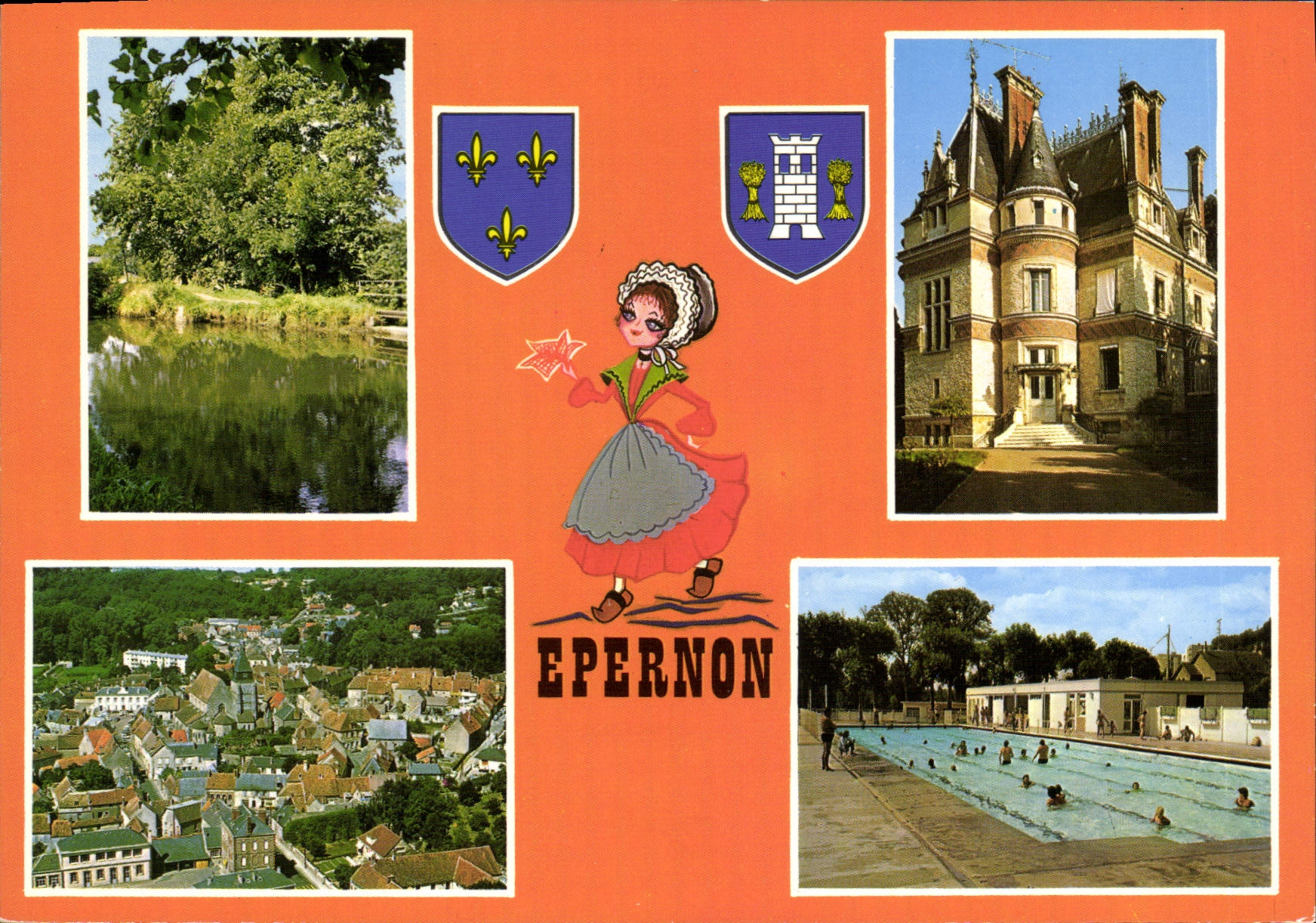 CPSM Epernon château des tourelles piscine