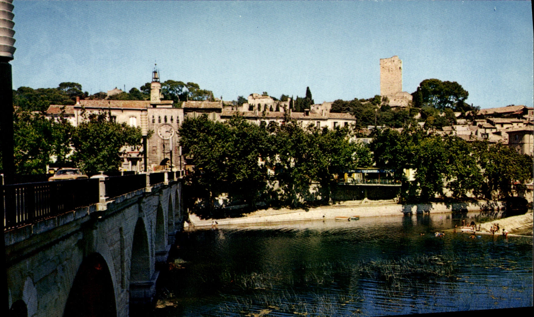 CPSM Sommieres Le Pont I'Ecluse Et Le Donjon