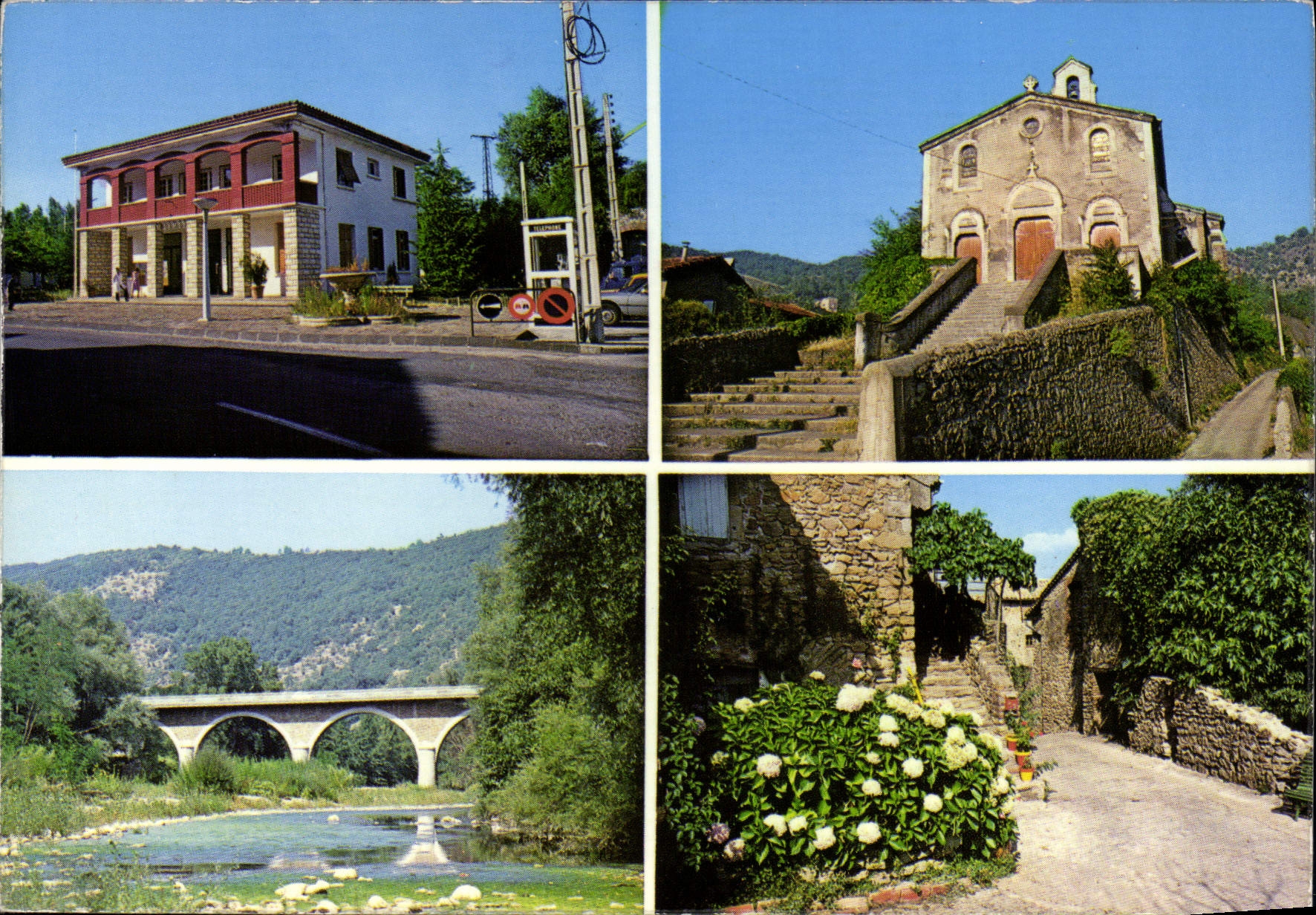CPSM Molieres Sur Ceze La Mairie I'Eglise Le Pont De Gammal