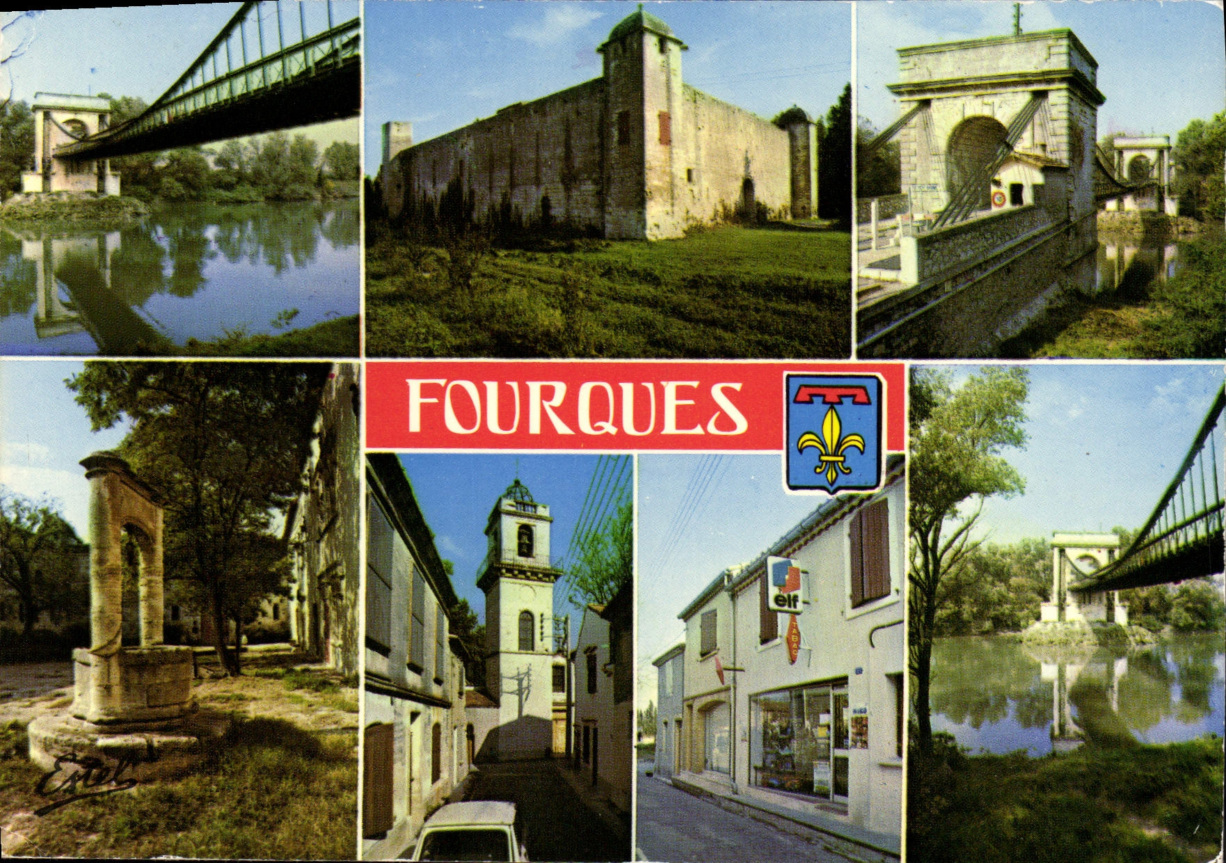 CPSM Fourques Le Petit Rhone Et Le Pont Suspendu