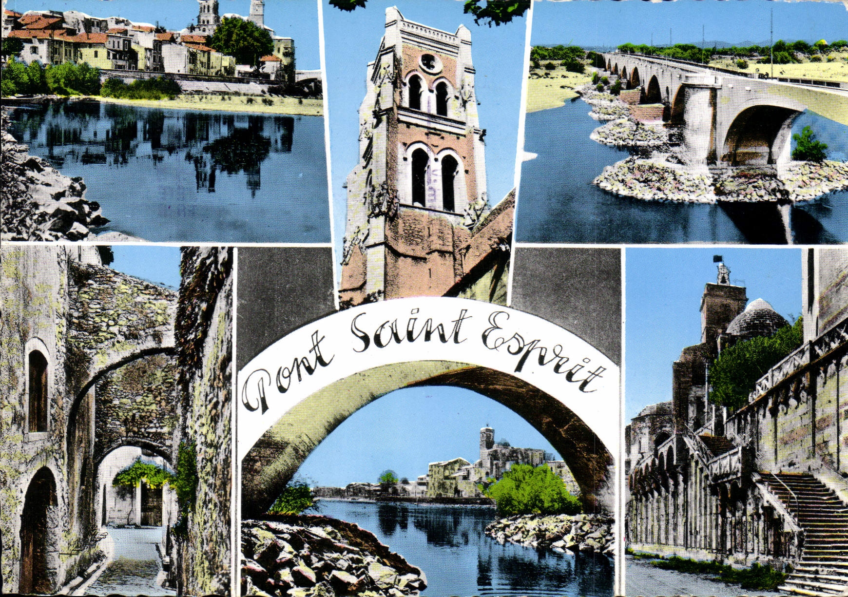 CPSM Pont Saint Esprit Vue Generale Le Beffroi