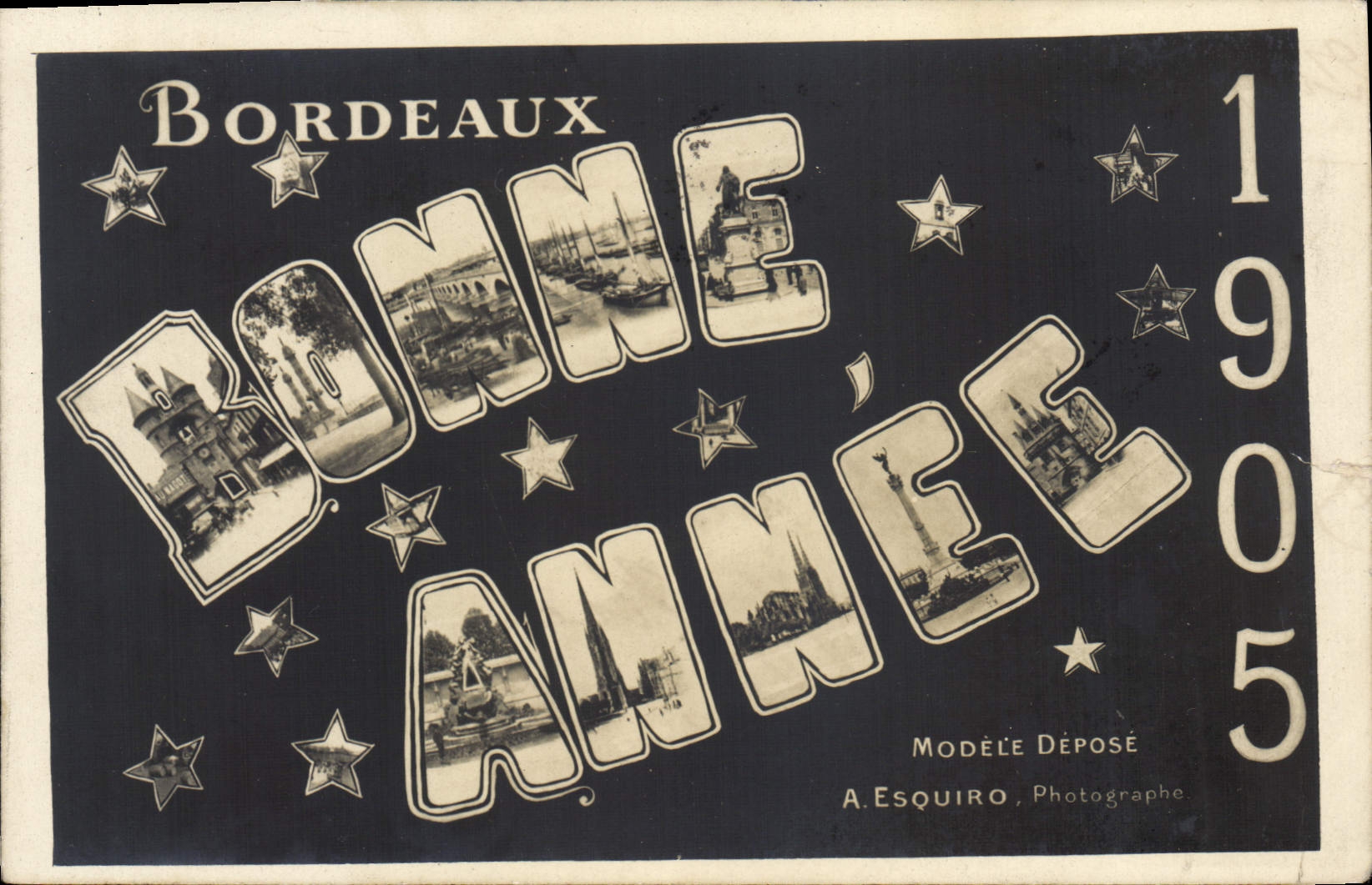 CPA Bordeaux bonne année 1905