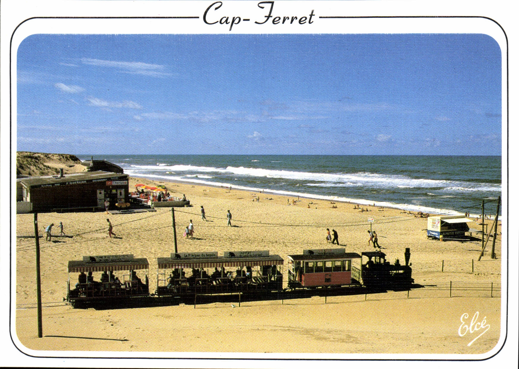 CPSM Bassin D'Arcachon Cap Ferret l'arrivee du petit train sur la plage oceane