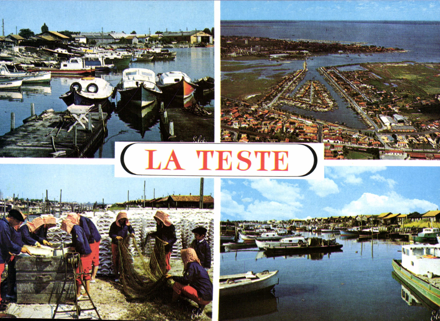 CPSM La Teste Le Port Vue Aerienne Le Travail des Huitres Le Port