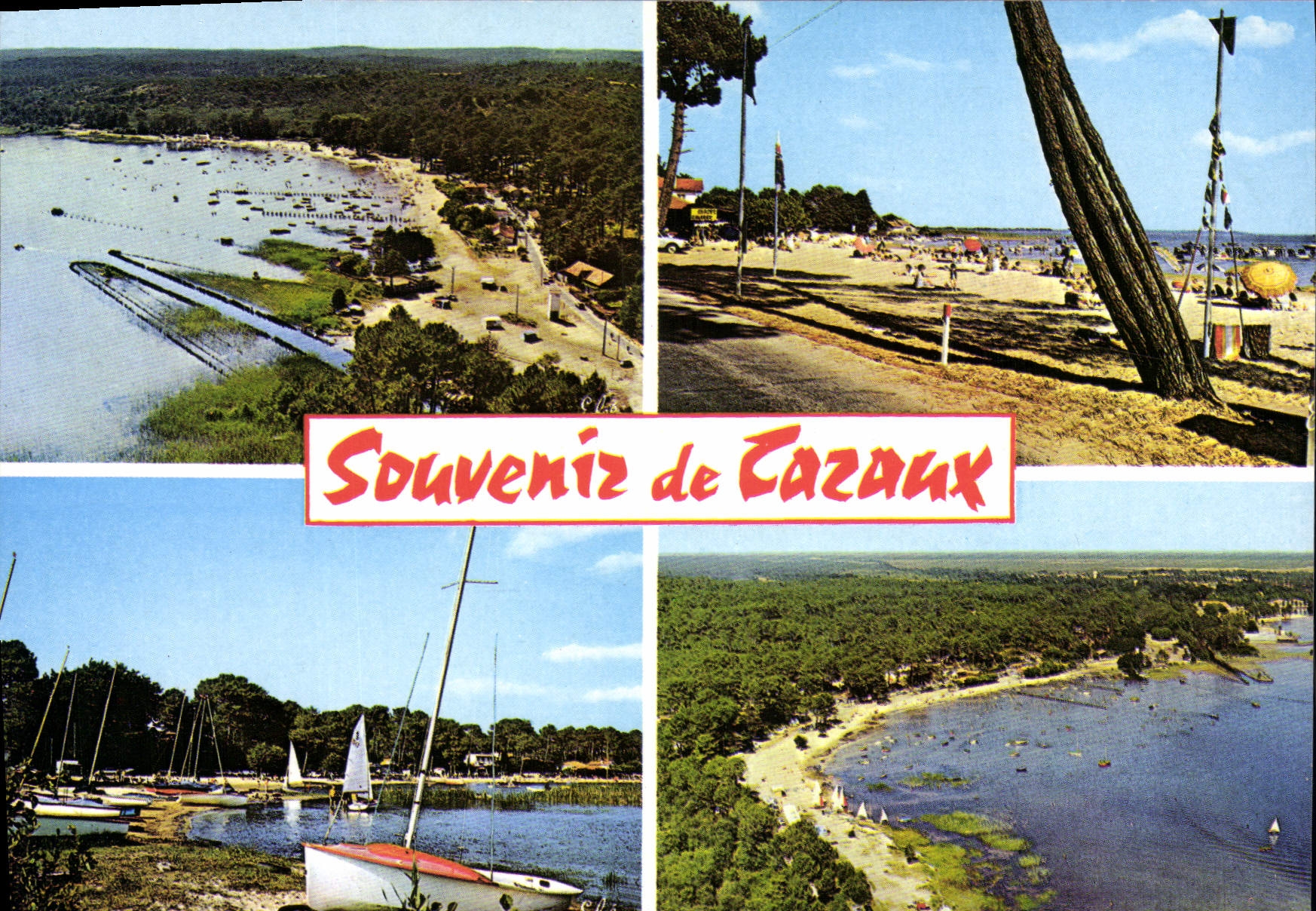 CPSM Cazaux Vue Aerienne La Plage La Belle Plage Vue Aerienne