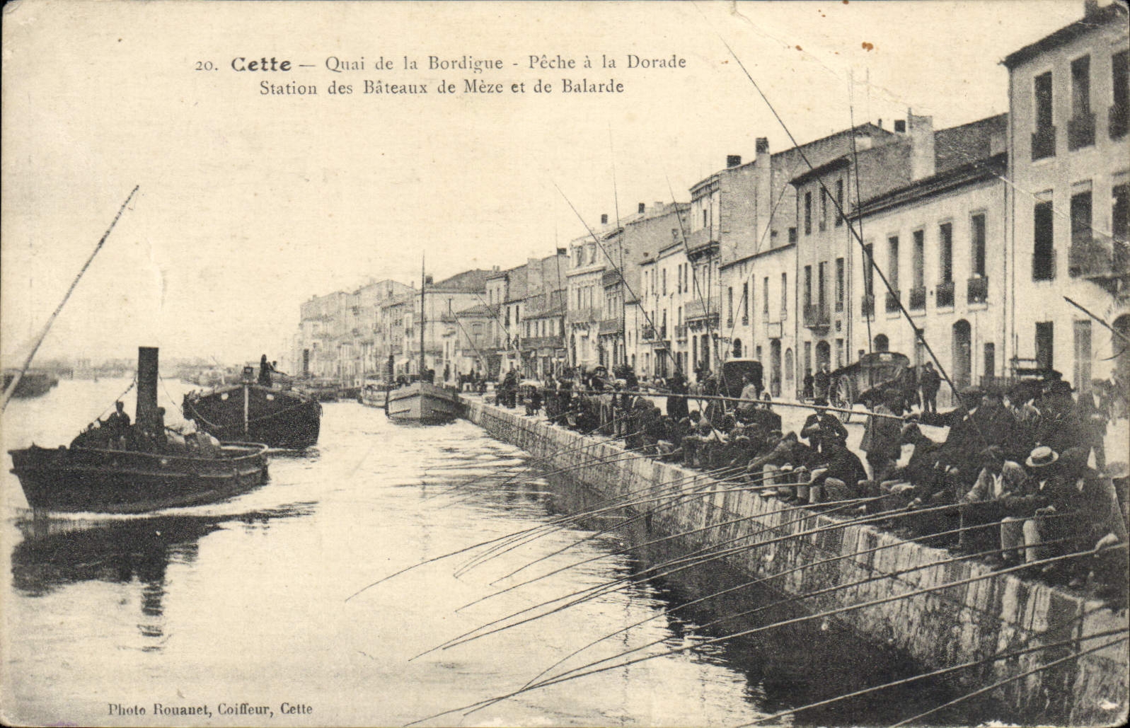 CPA Cette Quai De La Bordigue Pêche A la Dorade bâteaux de Mèze et de Balarde
