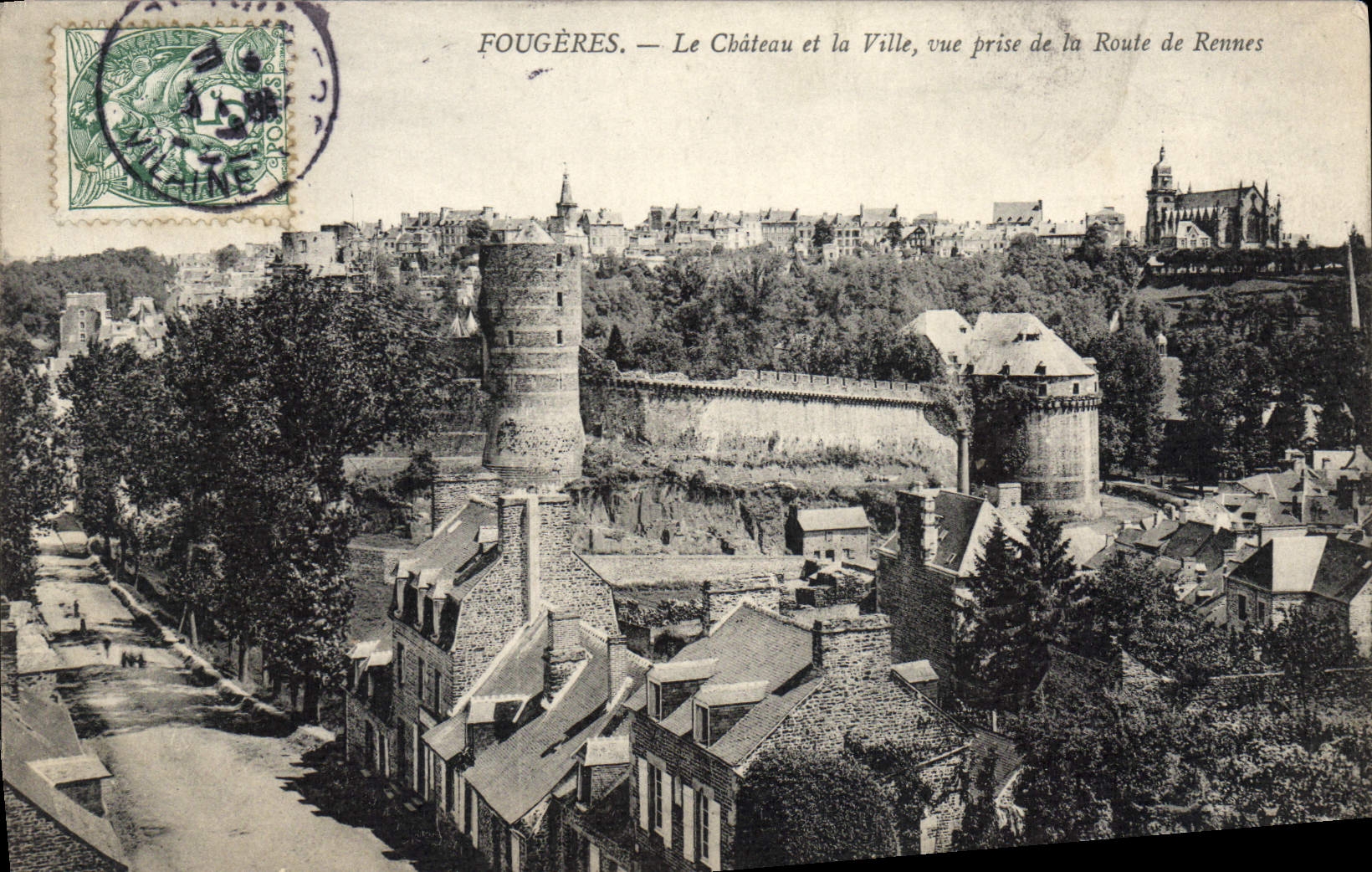 CPA Fougeres Le Chateau Et La Ville Vue Prise De La Route De Rennes