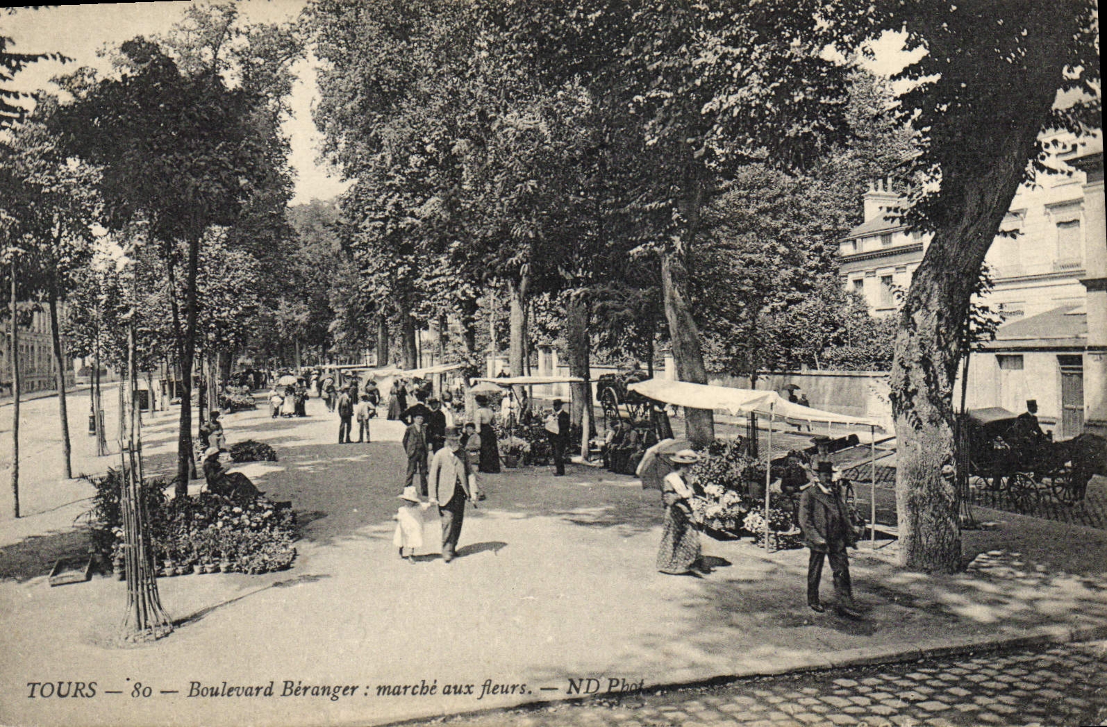 CPA Tours Boulevard Beranger Marché aux fleurs