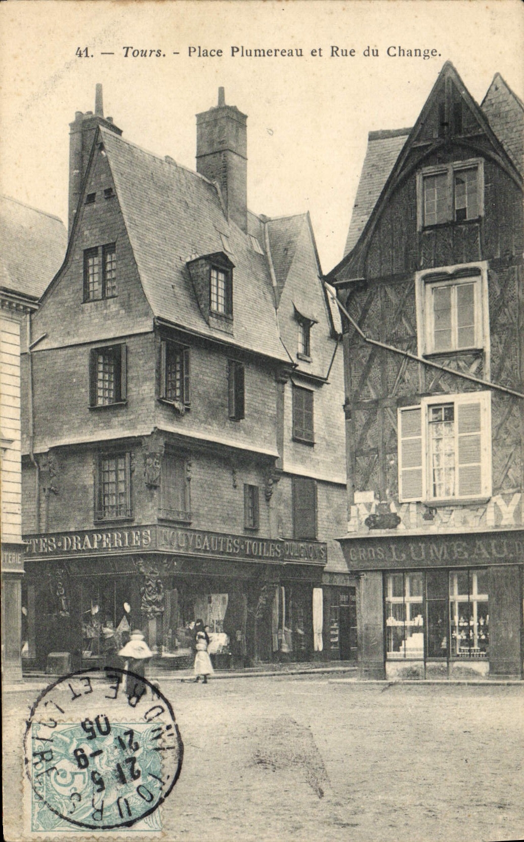 CPA Tours Place Plumereau Et Rue Du Change
